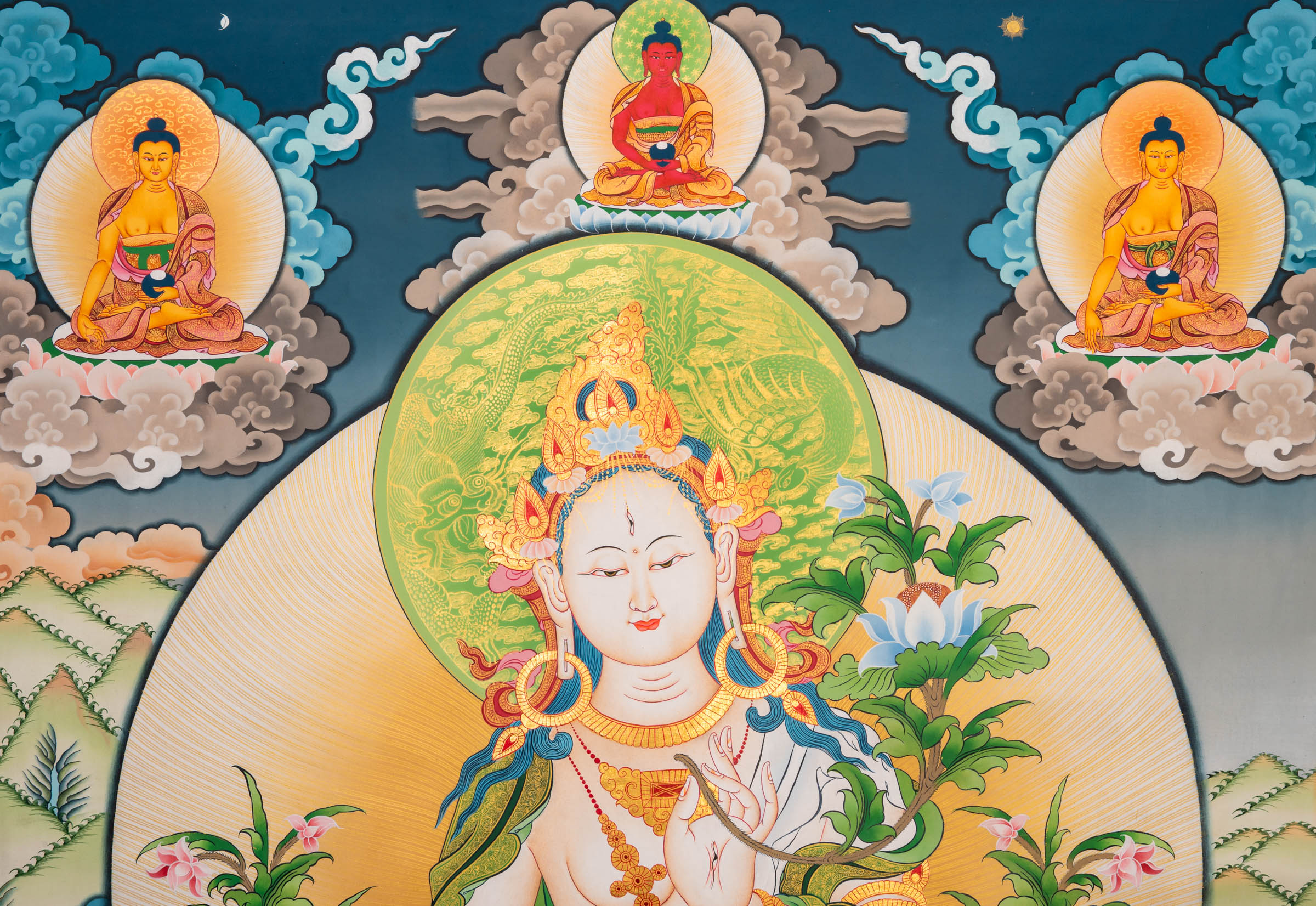 White Tara Thangka - a beautiful hand-painted sacred artwork