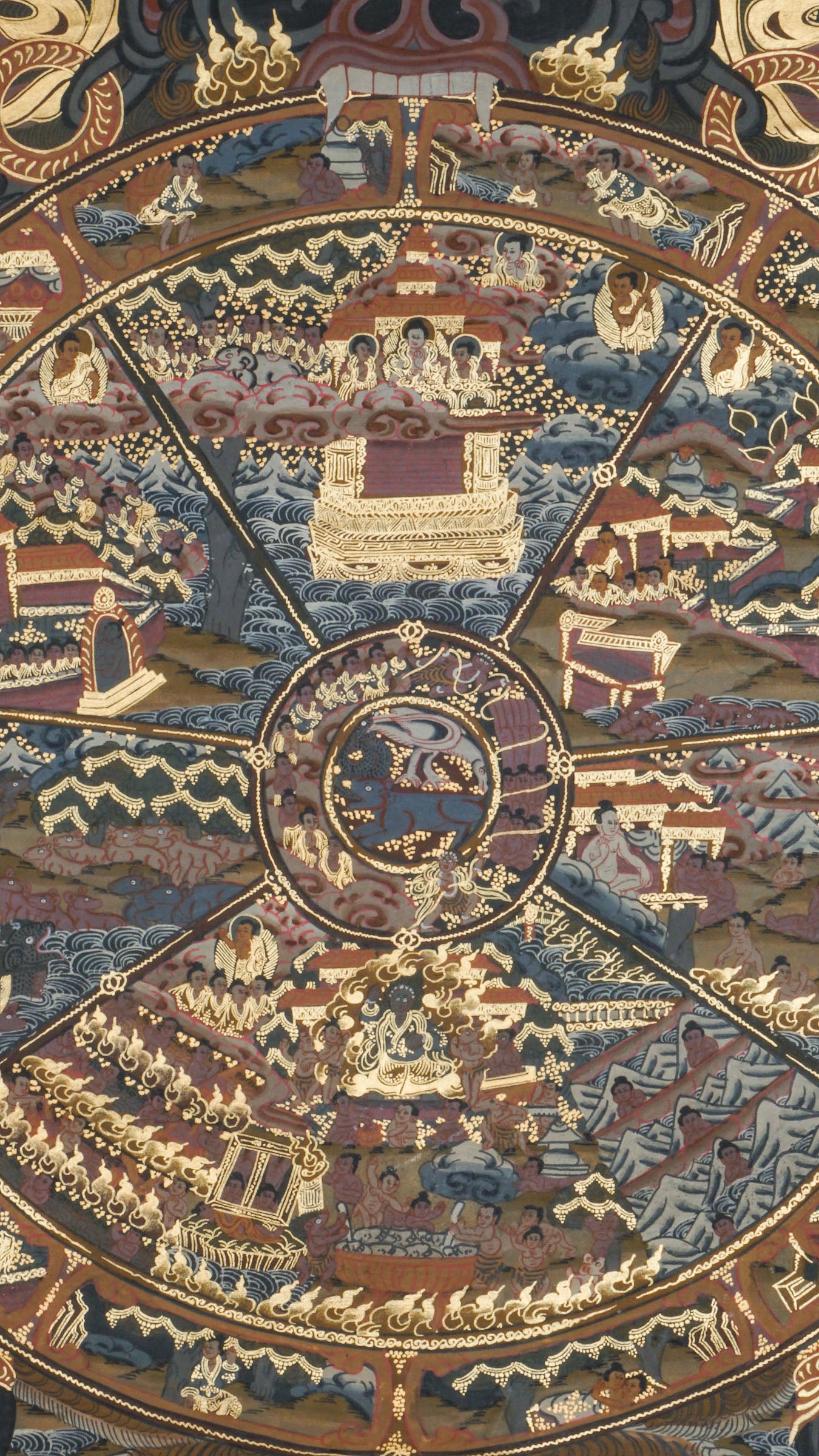 The Wheel of Life Thangka also called Bhavachakra is a genuine Tibetan Buddhist painting depicting the cycle of samsara which includes birth, death, and rebirth. Hand-painted by skilled artisans using natural pigments, it symbolizes karma, impermanence, and the path to enlightenment. This Thangka is perfect for meditation, spiritual reflection, and sacred home decor.
