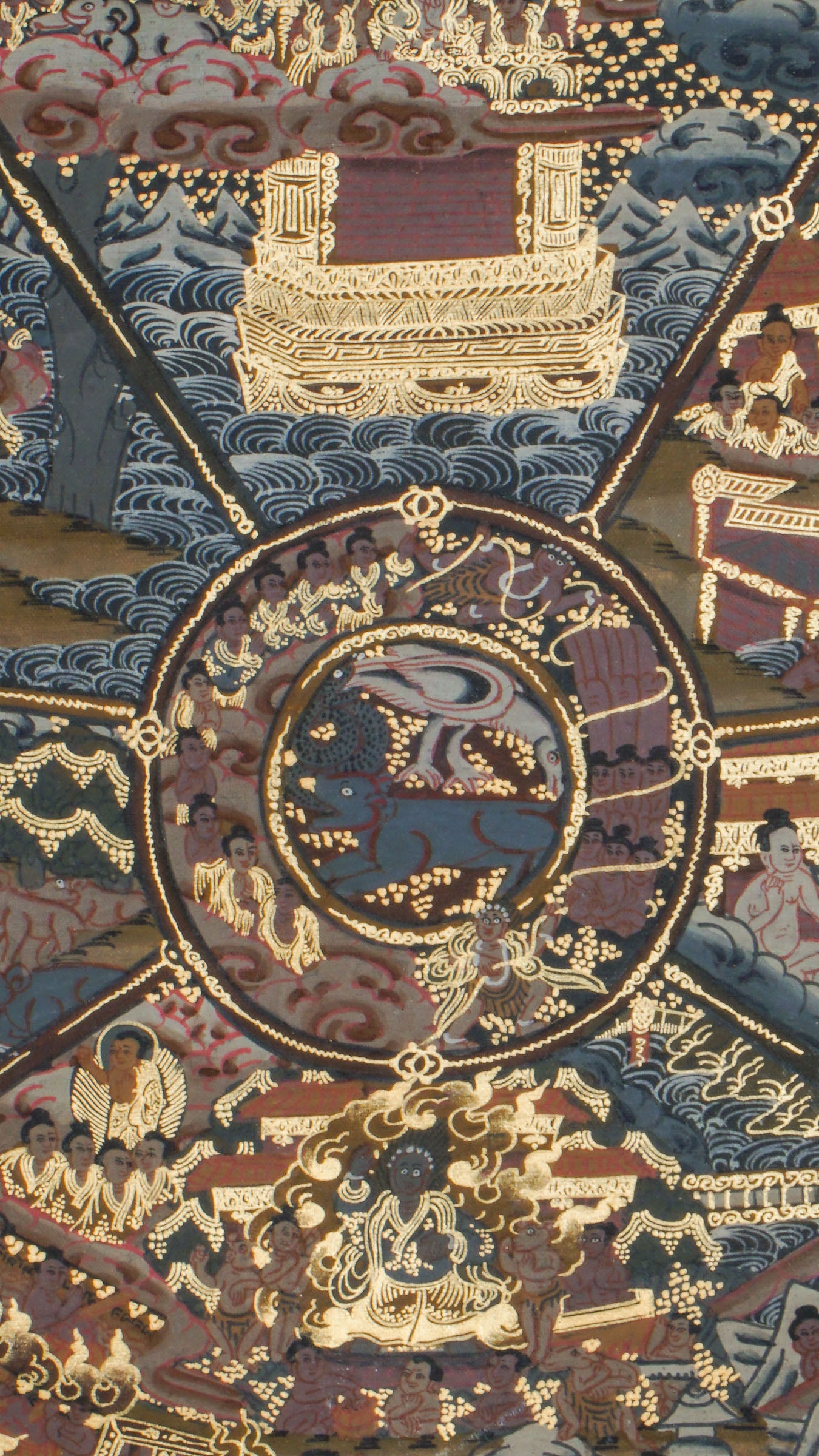 The Wheel of Life Thangka also called Bhavachakra is a genuine Tibetan Buddhist painting depicting the cycle of samsara which includes birth, death, and rebirth. Hand-painted by skilled artisans using natural pigments, it symbolizes karma, impermanence, and the path to enlightenment. This Thangka is perfect for meditation, spiritual reflection, and sacred home decor.