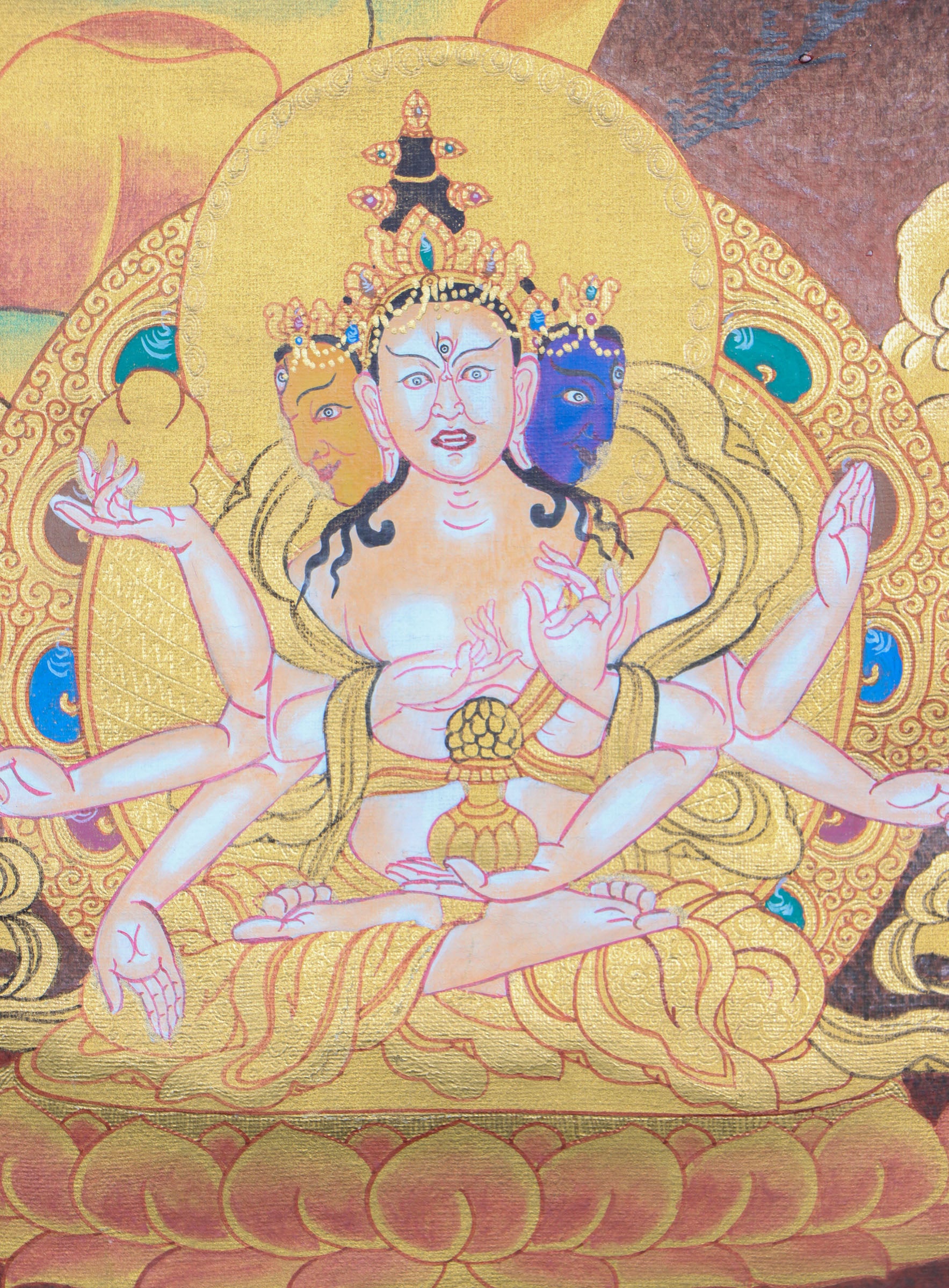 This White Tara Thangka Painting is a powerful tool for enhancing the peace and healing atmosphere in meditation rooms