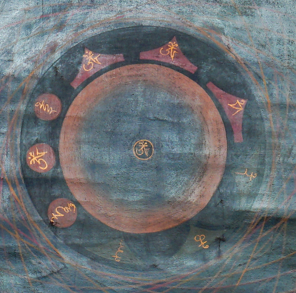 Antique Cosmos Mandala Thangka Painting – Tibetan Buddhist Art