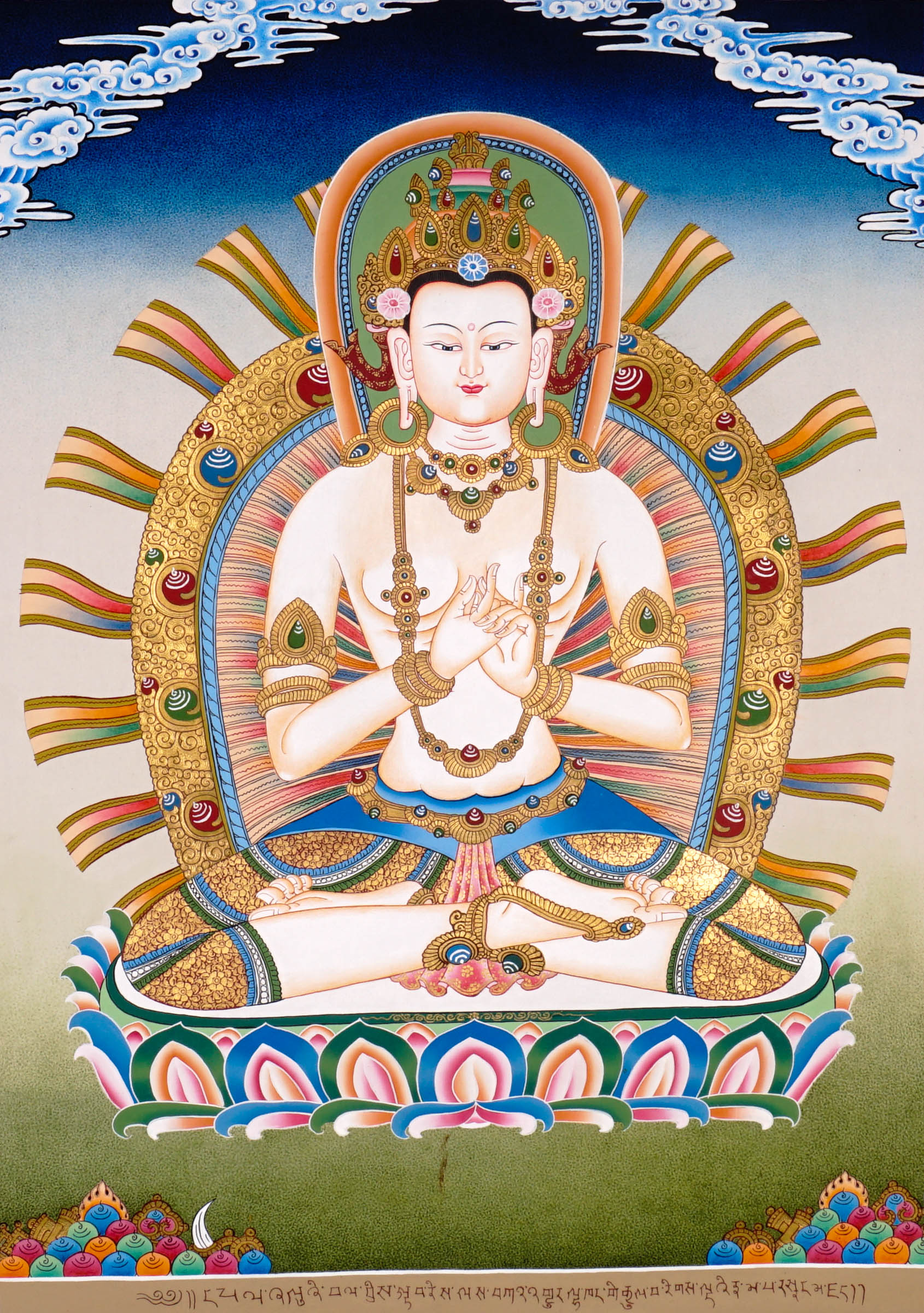 Five Dhyani Buddhas Thangka Set | Newari Buddhist Wisdom Buddha Collection | Hand-Painted Sacred Himalayan Art