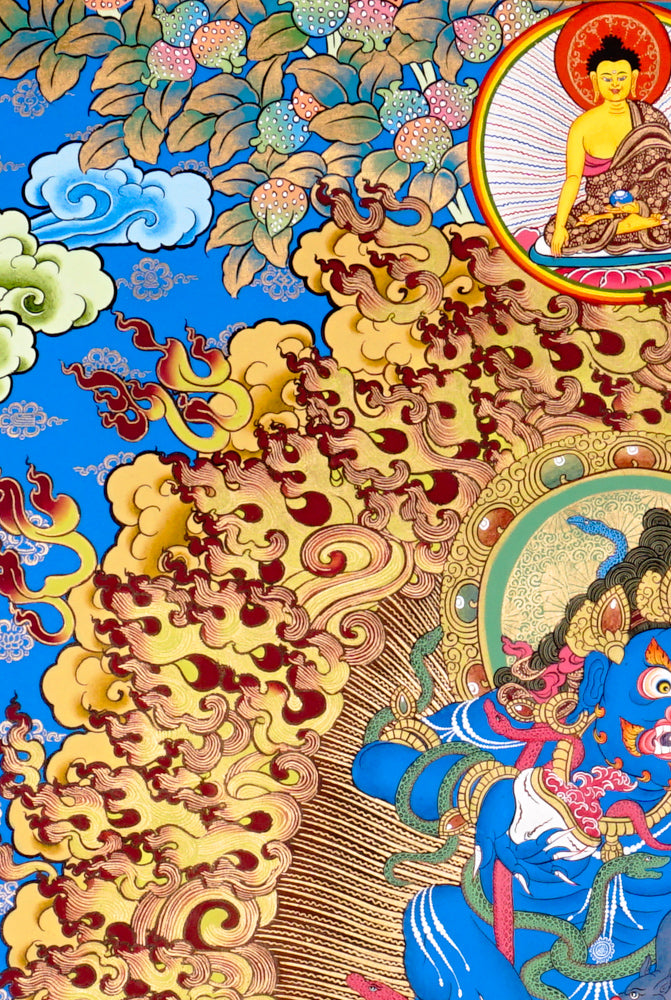 Black Zambhala Thangka with Buddha | Wealth & Karma Cleansing Art