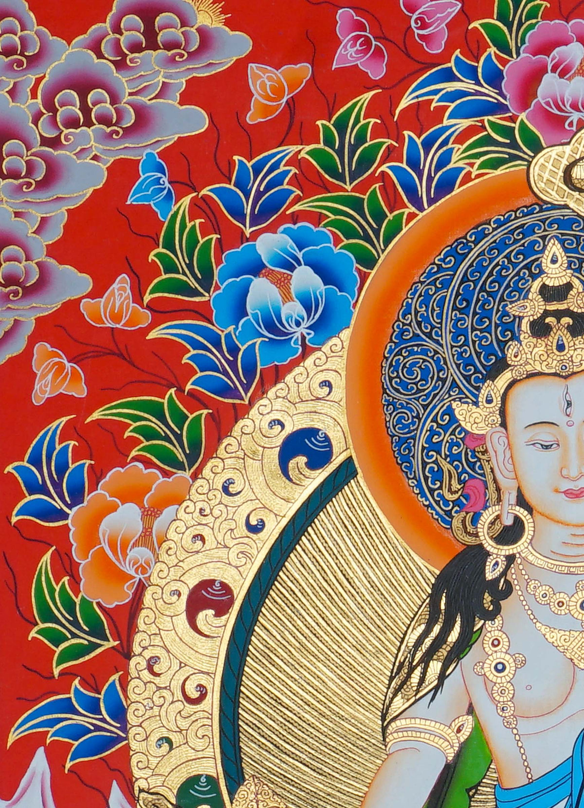 Dhukkar White Umbrella Tibetan Buddhist Thangka painting hand painted in Nepal