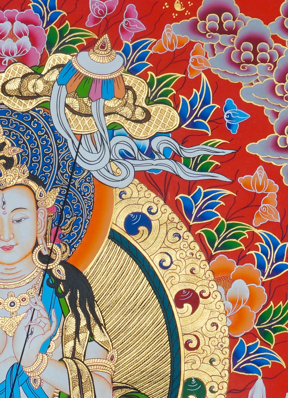 Dhukkar White Umbrella Tibetan Buddhist Thangka painting hand painted in Nepal