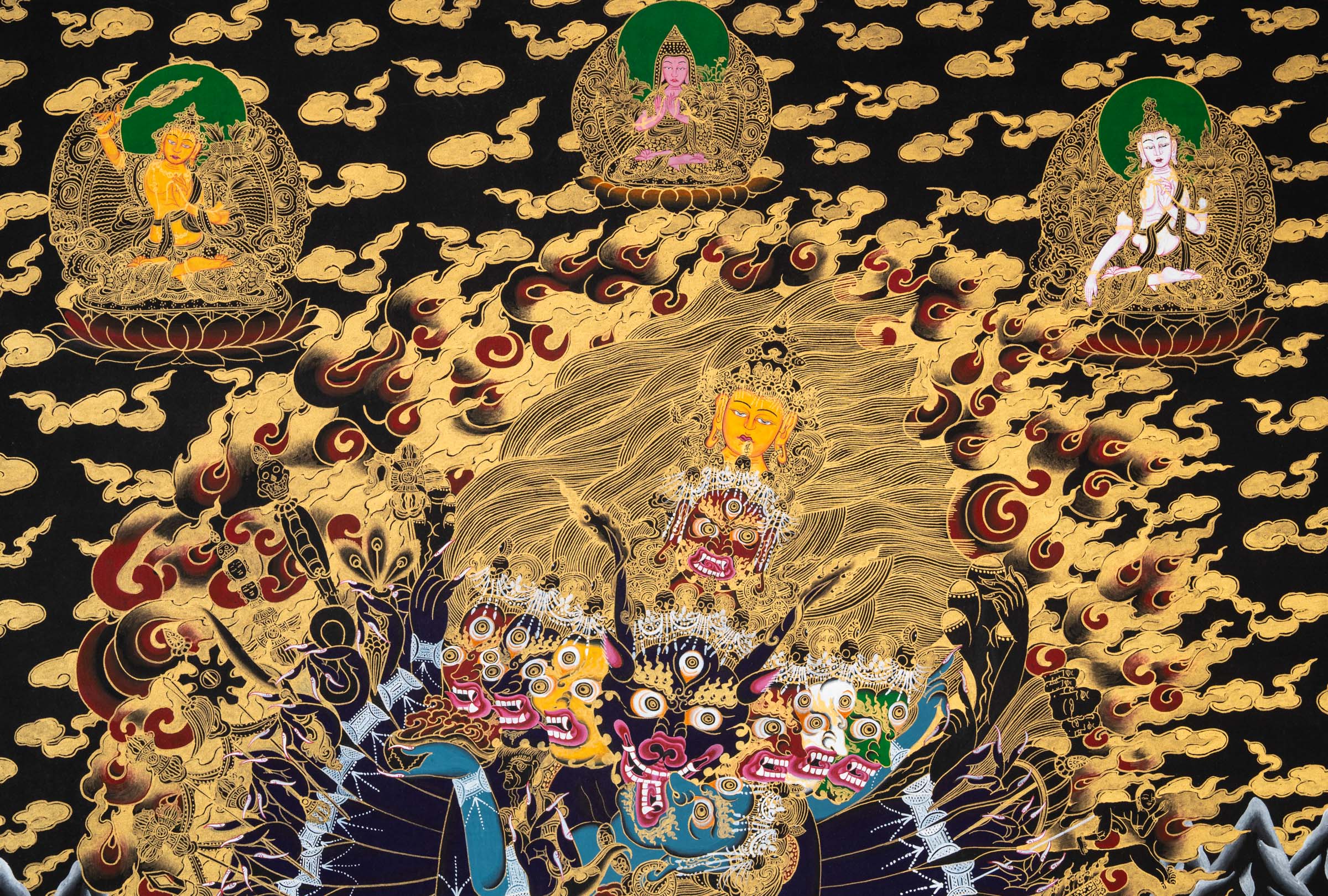 YAMANTAKA SHAKTI THANGKA - a highly detailed, hand-painted artwork