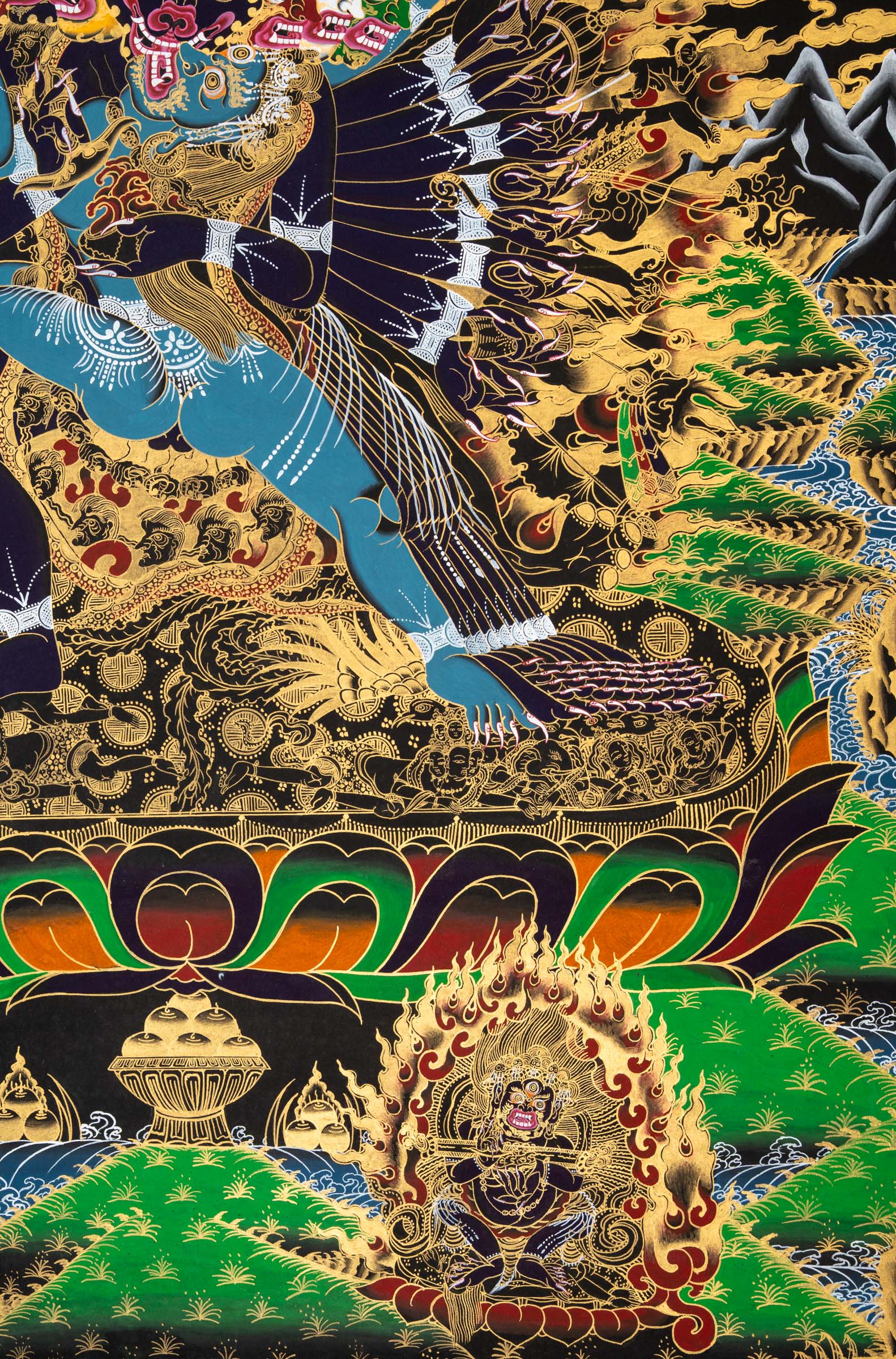 YAMANTAKA SHAKTI THANGKA - a highly detailed, hand-painted artwork