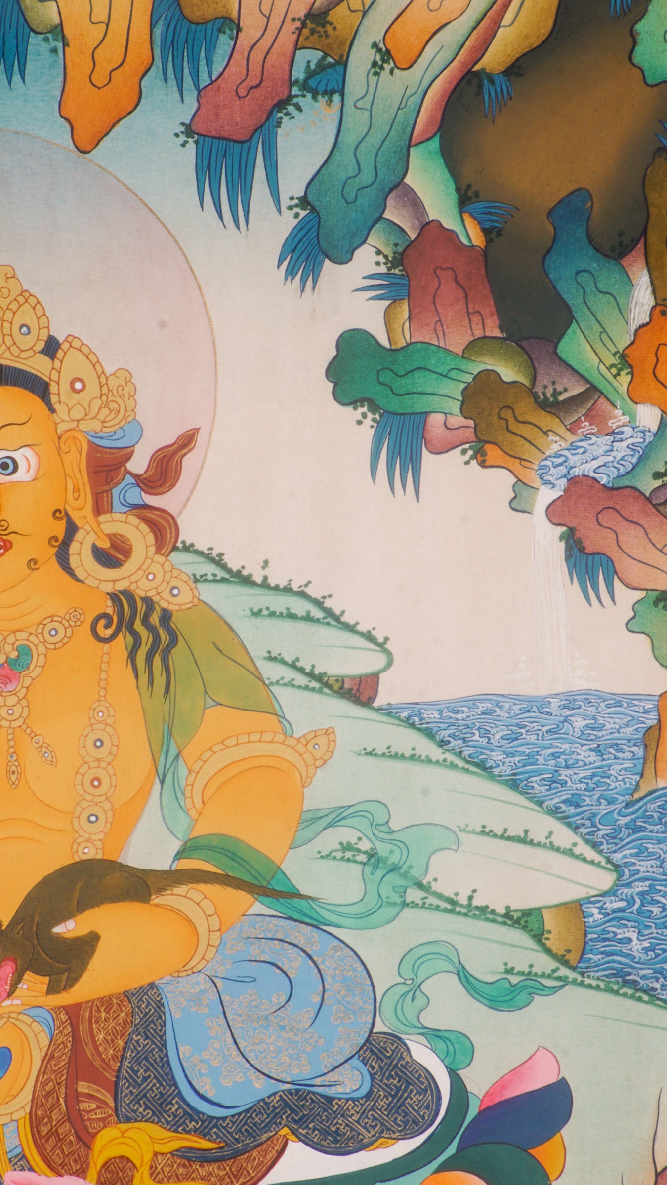Zambala Thangka is a Tibetan Buddhist thangka of the wealth deity Zambala, symbolizing prosperity, success, and protection.