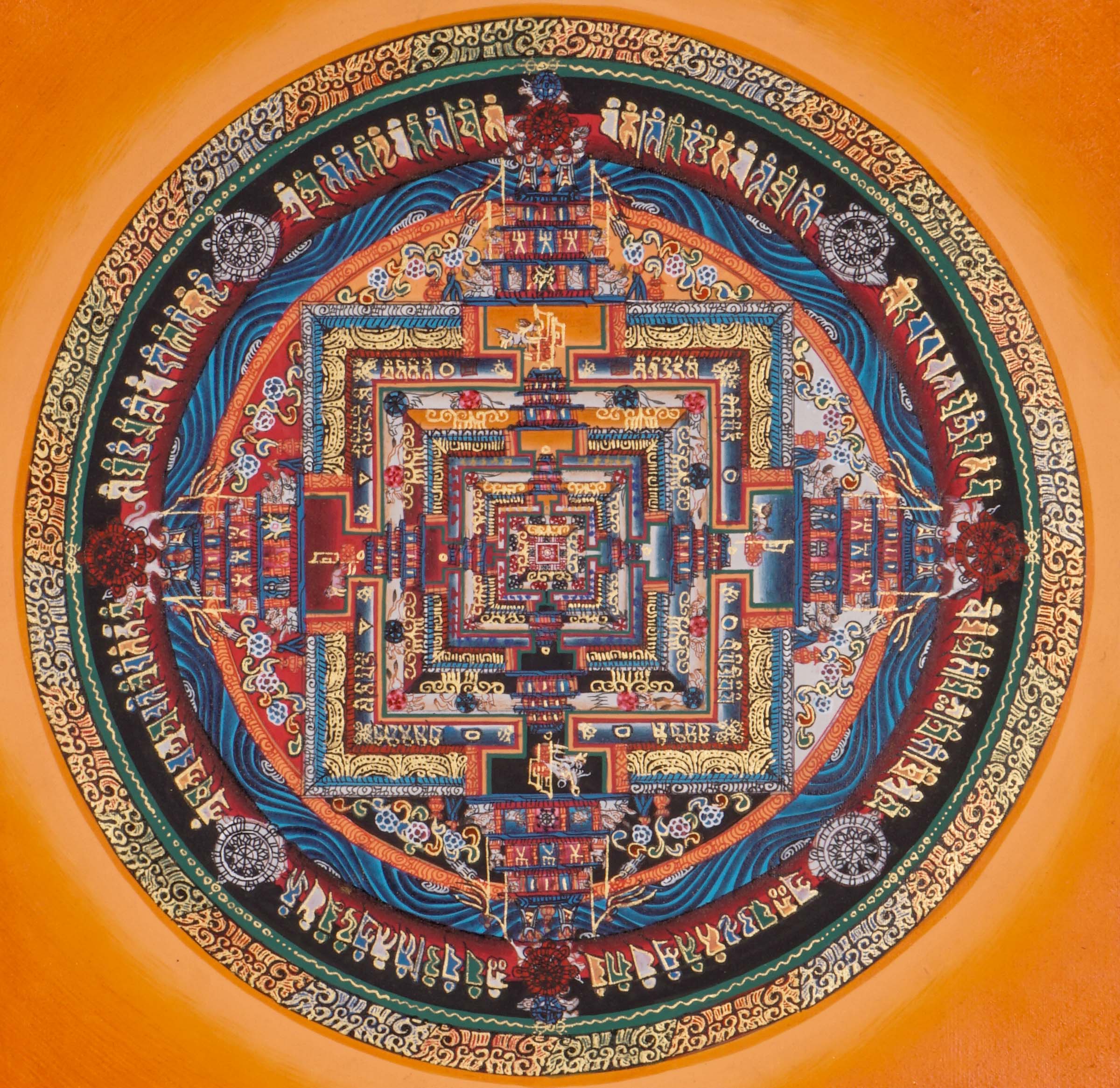 This hand-painted Kalachakra Mandala Thangka is a stunning Tibetan Buddhist artwork that symbolizes the Wheel of Time, combining wisdom, compassion, and spiritual harmony. Rich in sacred geometry and vibrant colors, it is perfect for meditation, mindful decor, and deepening your spiritual practice.