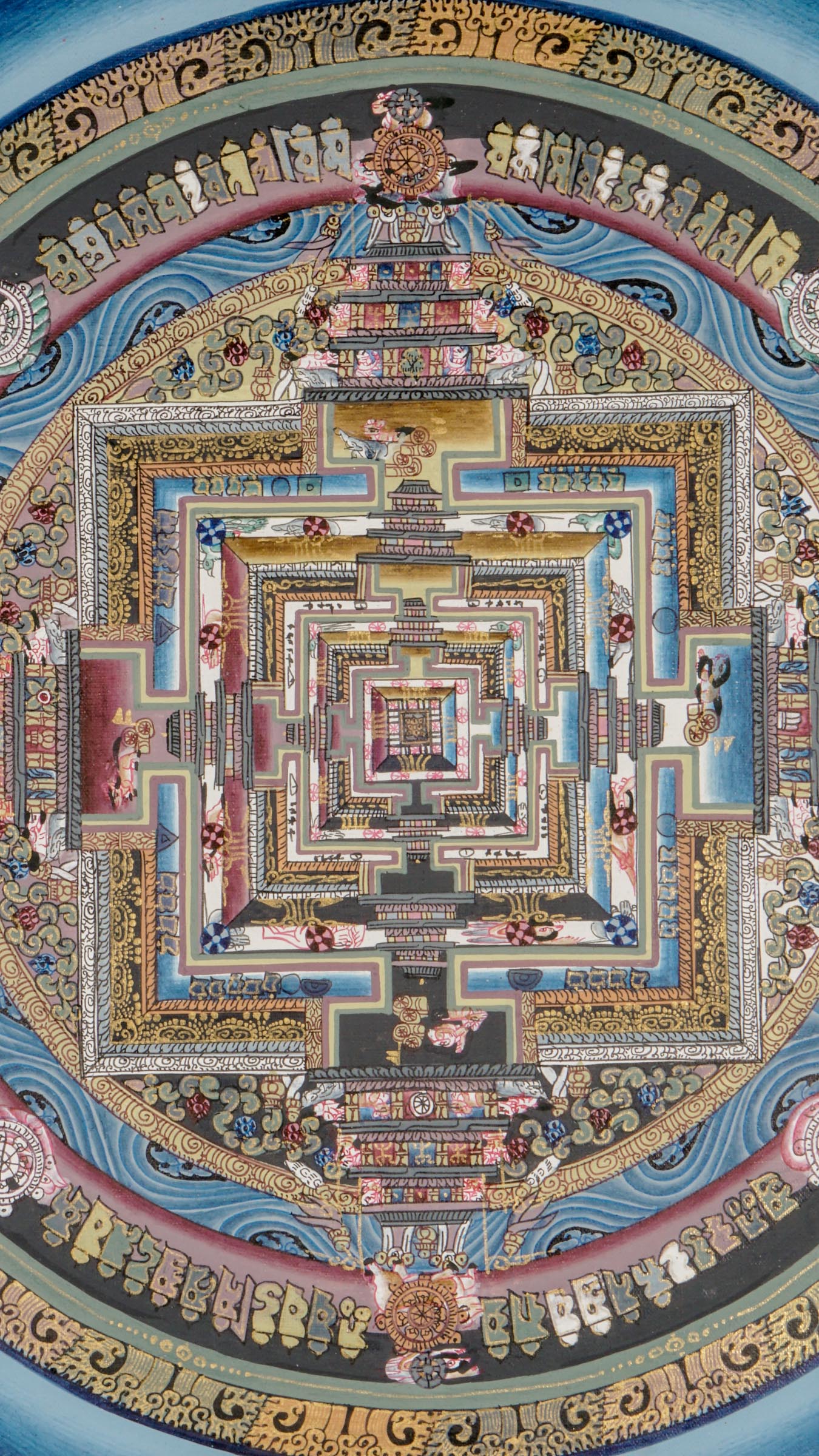 This Kalachakra Mandala Thangka is a Tibetan Buddhist thangka that represents the Kalachakra tantra through detailed mandala design. It supports meditation, spiritual focus, and serves as a genuine thangka for sacred or personal spaces.