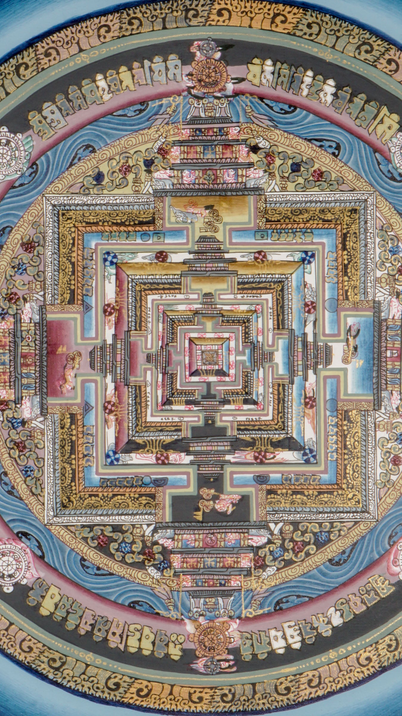 This Kalachakra Mandala Thangka is a Tibetan Buddhist thangka that represents the Kalachakra tantra through detailed mandala design. It supports meditation, spiritual focus, and serves as a genuine thangka for sacred or personal spaces.