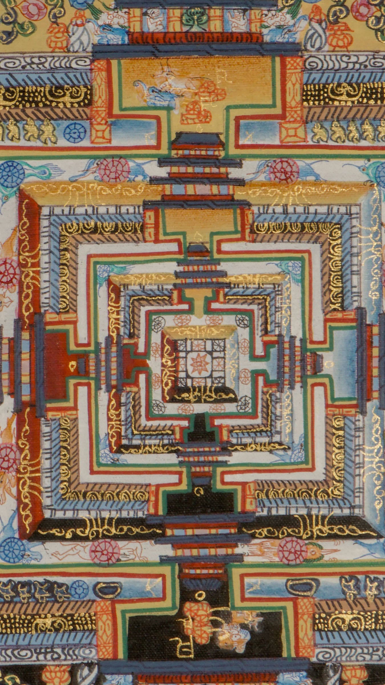 The Kalachakra Mandala Thangka is a Tibetan thangka that represents the Wheel of Time, expressing core teachings of Tibetan Buddhism through mandala structure. This Buddhist thangka supports meditation, symbolizes the cycle of time, and reflects the connection between body, speech, and mind.