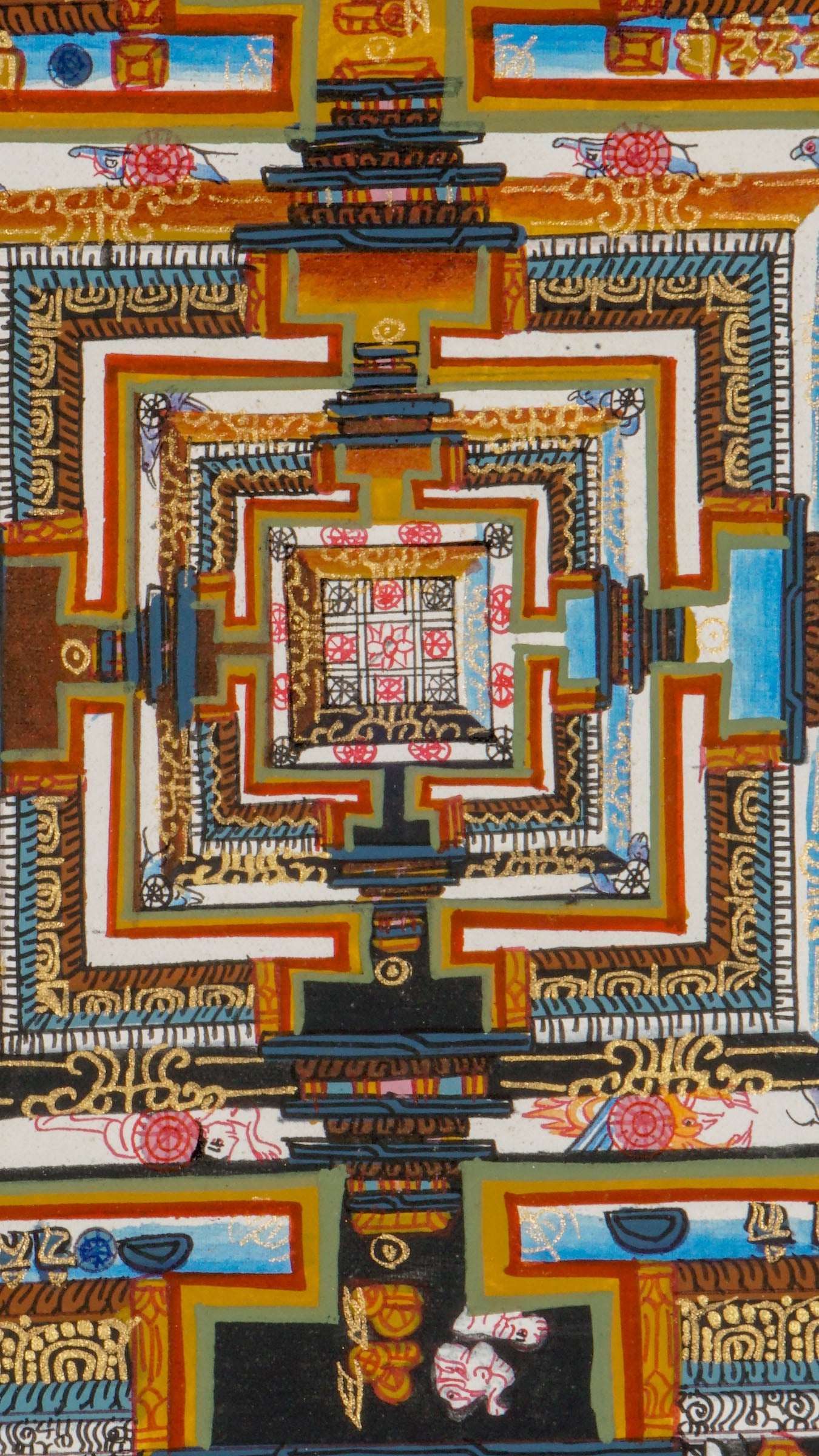 The Kalachakra Mandala Thangka is a traditional Tibetan thangka representing Buddhist cosmology, meditation, and the Wheel of Time. This handcrafted Buddhist thangka supports spiritual focus and is ideal for meditation, sacred spaces, or collections of genuine thangka art.