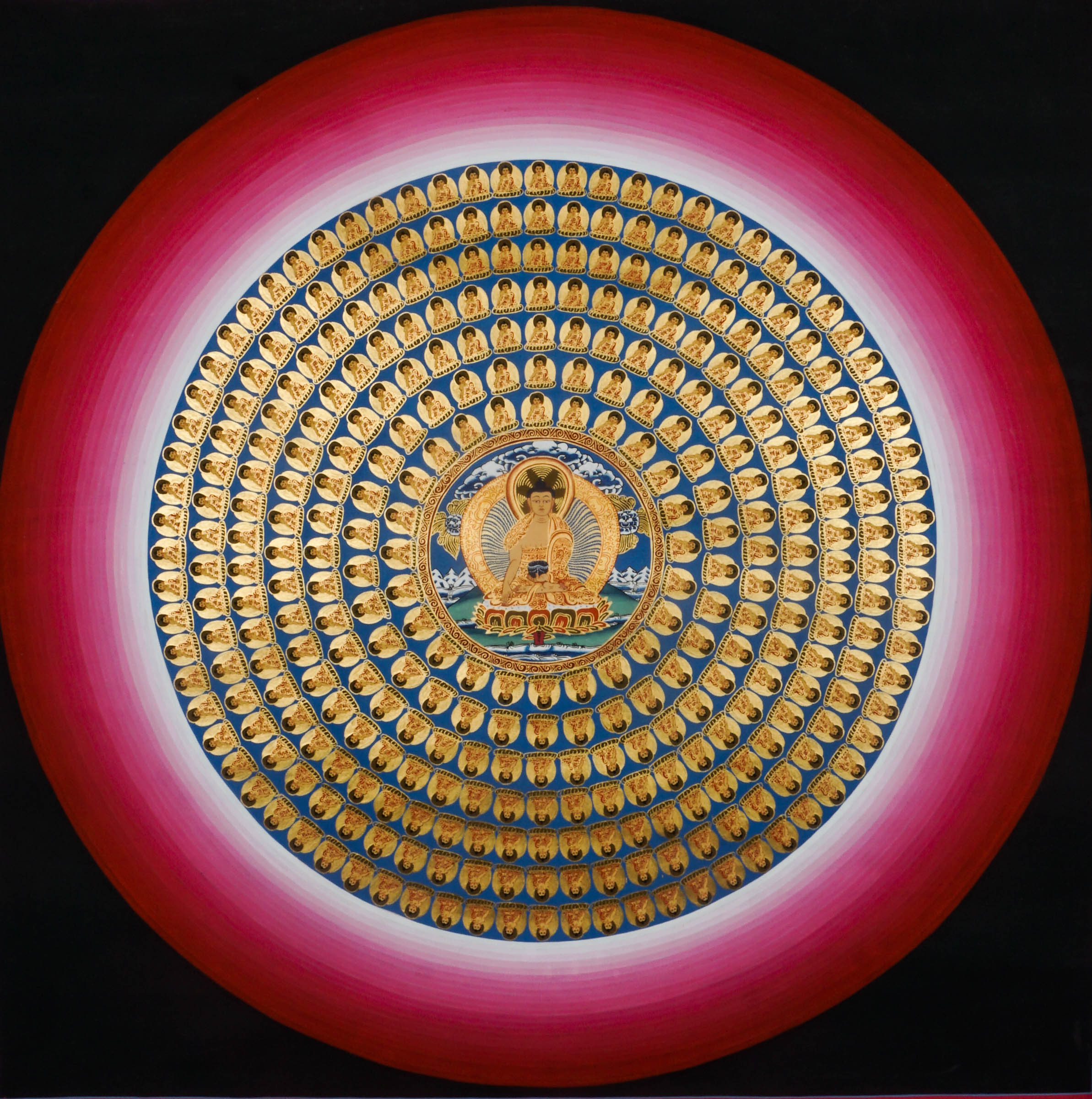 108 Buddha Mandala - sacred mandala art of boundless love and mercy of the 108 Buddhas.
