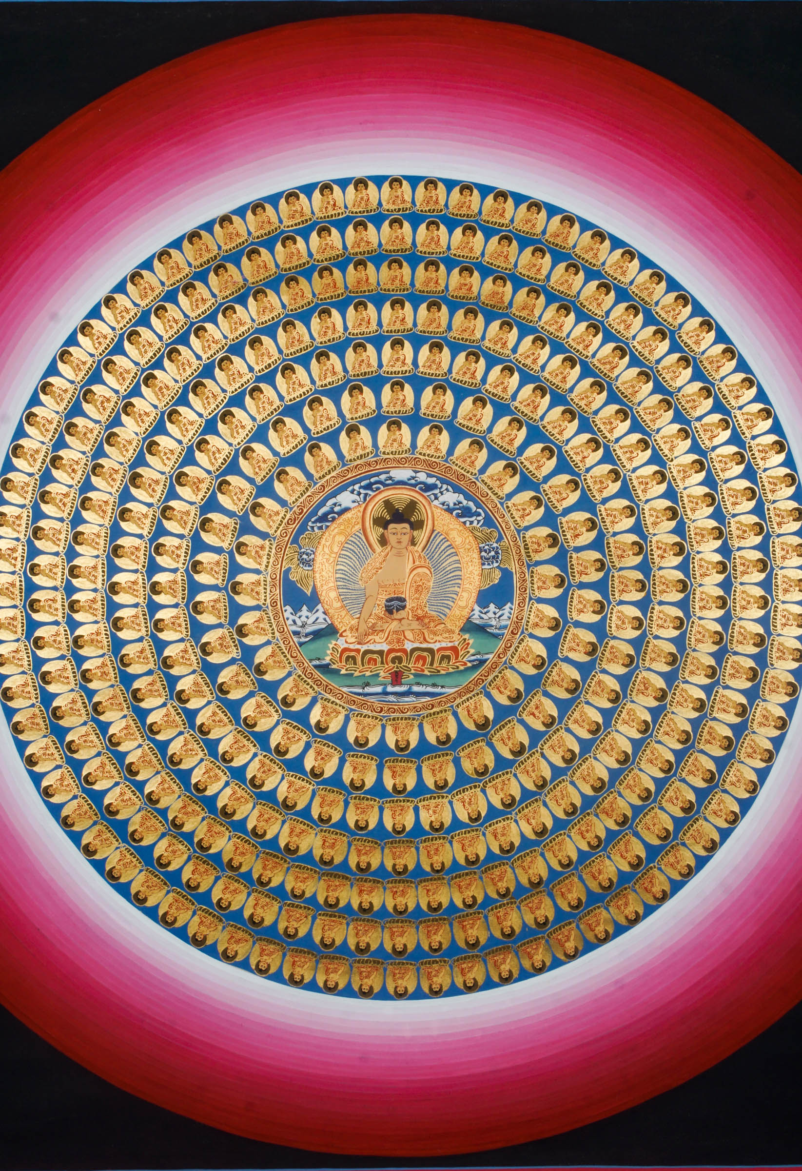 108 Buddha Mandala - sacred mandala art  of boundless love and mercy of the 108 Buddhas.