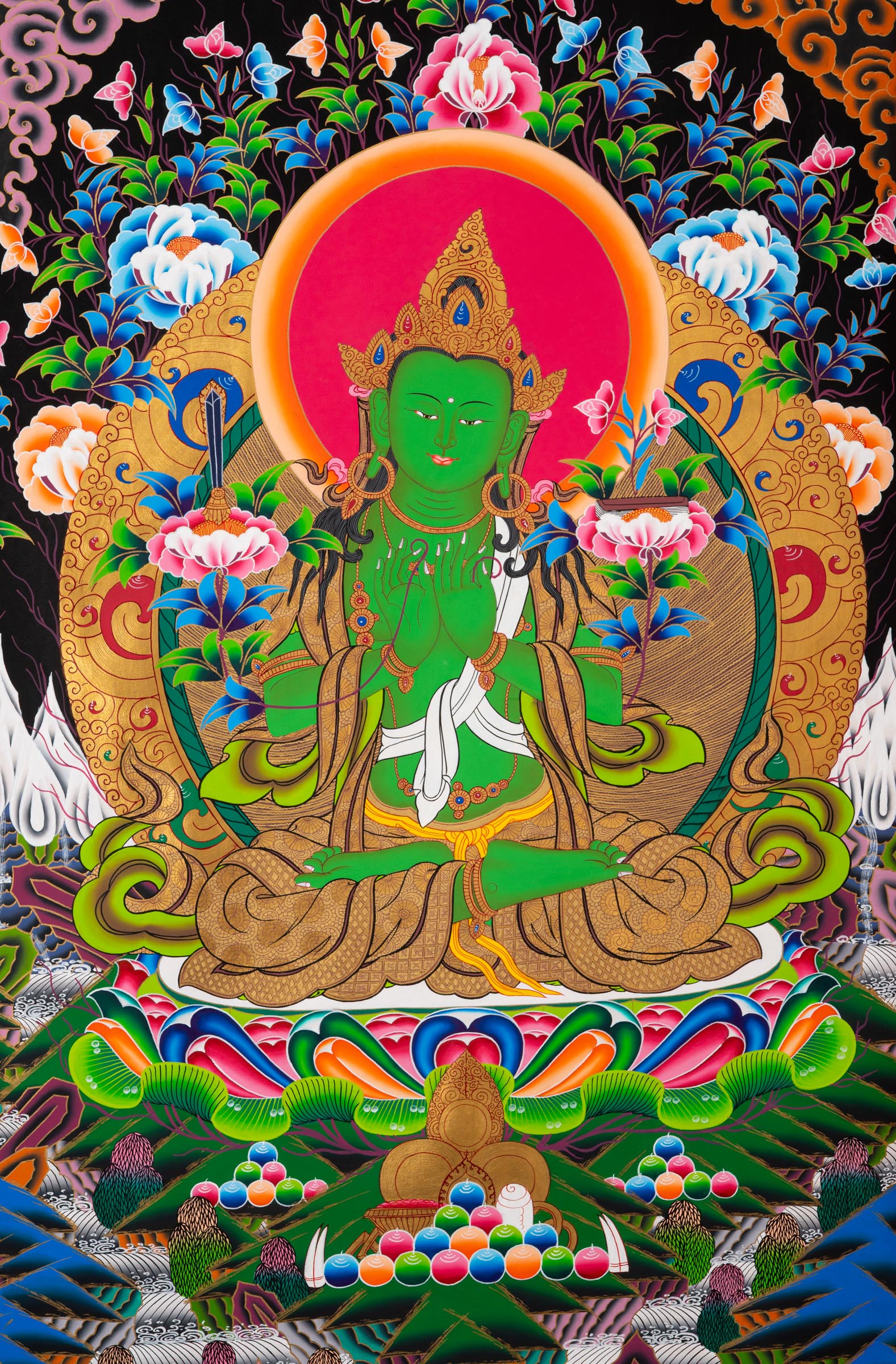 Manjushri Thangka -  a meticulously hand-painted artwork