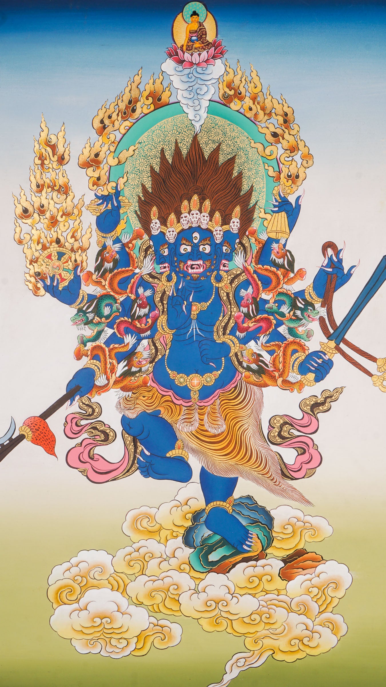 Akash Bhairav Thangka : a sacred artwork which  serves as a powerful tool for meditation, prayer, and rituals .