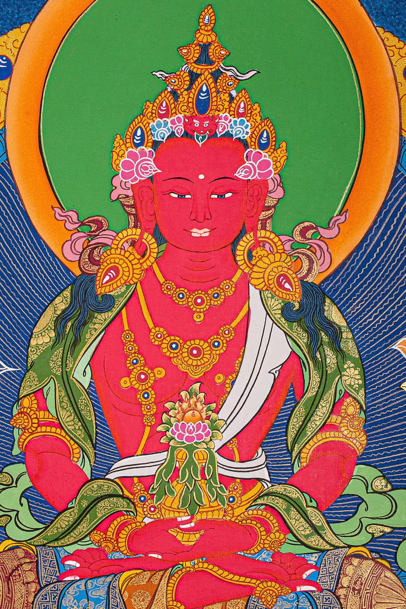 Amitabha is a representation of wisdom, longevity, and comprehensive love