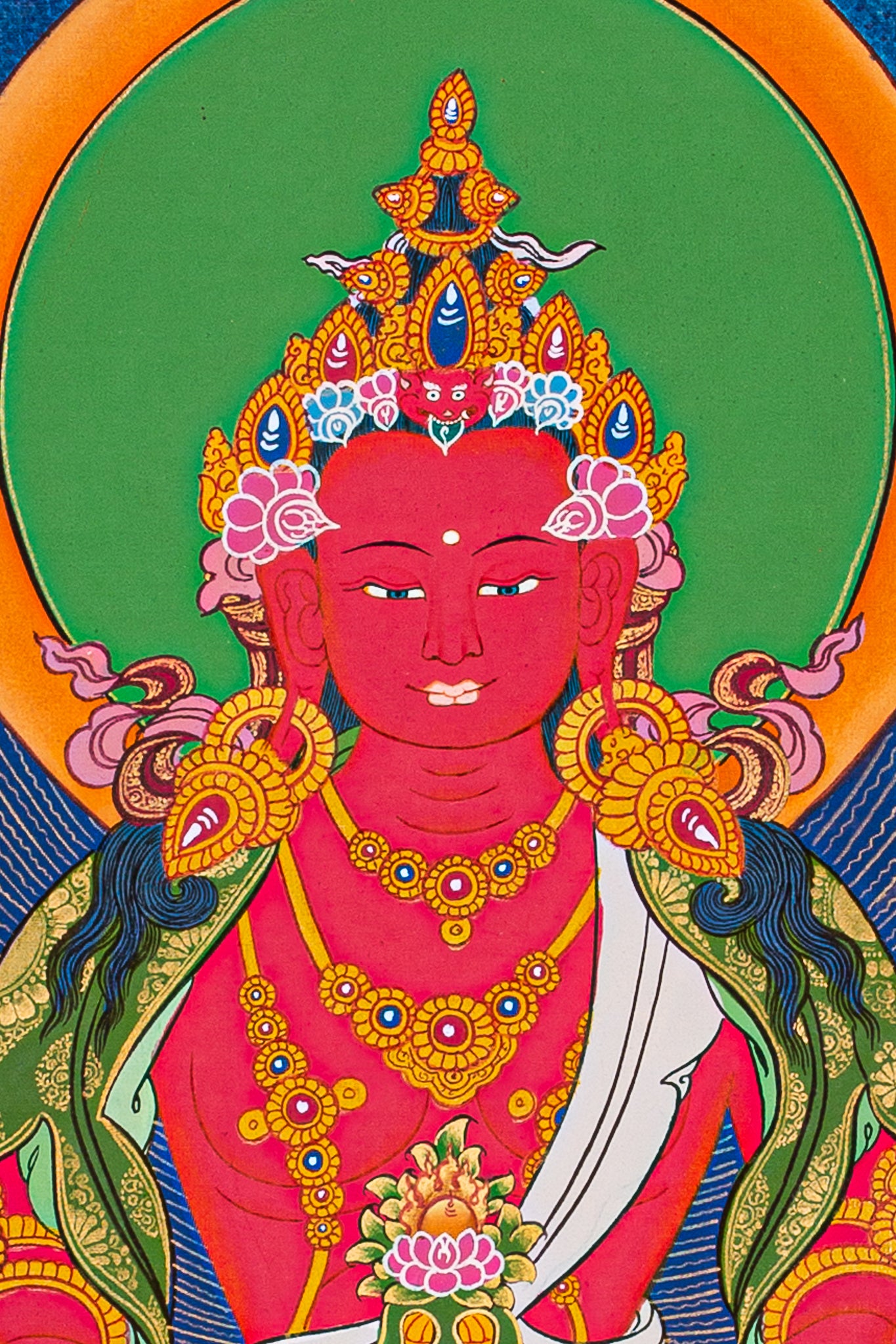 Amitabha is a representation of wisdom, longevity, and comprehensive love