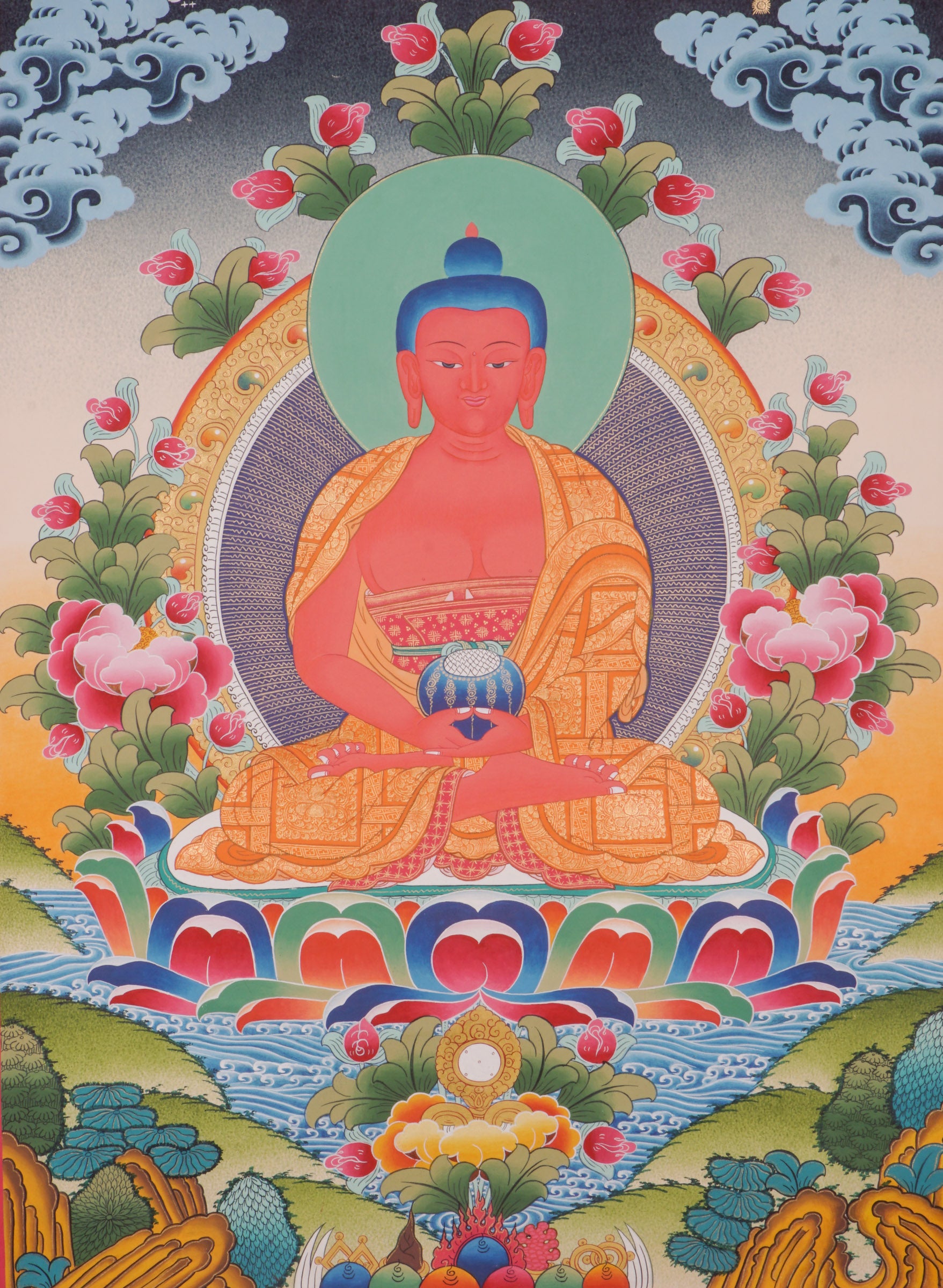 Amitabha Thangka Painting on cotton canvas