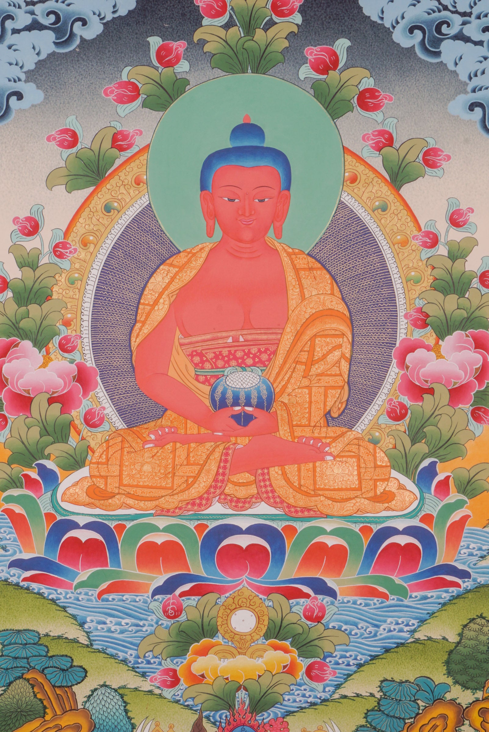 Amitabha Thangka Painting on cotton canvas