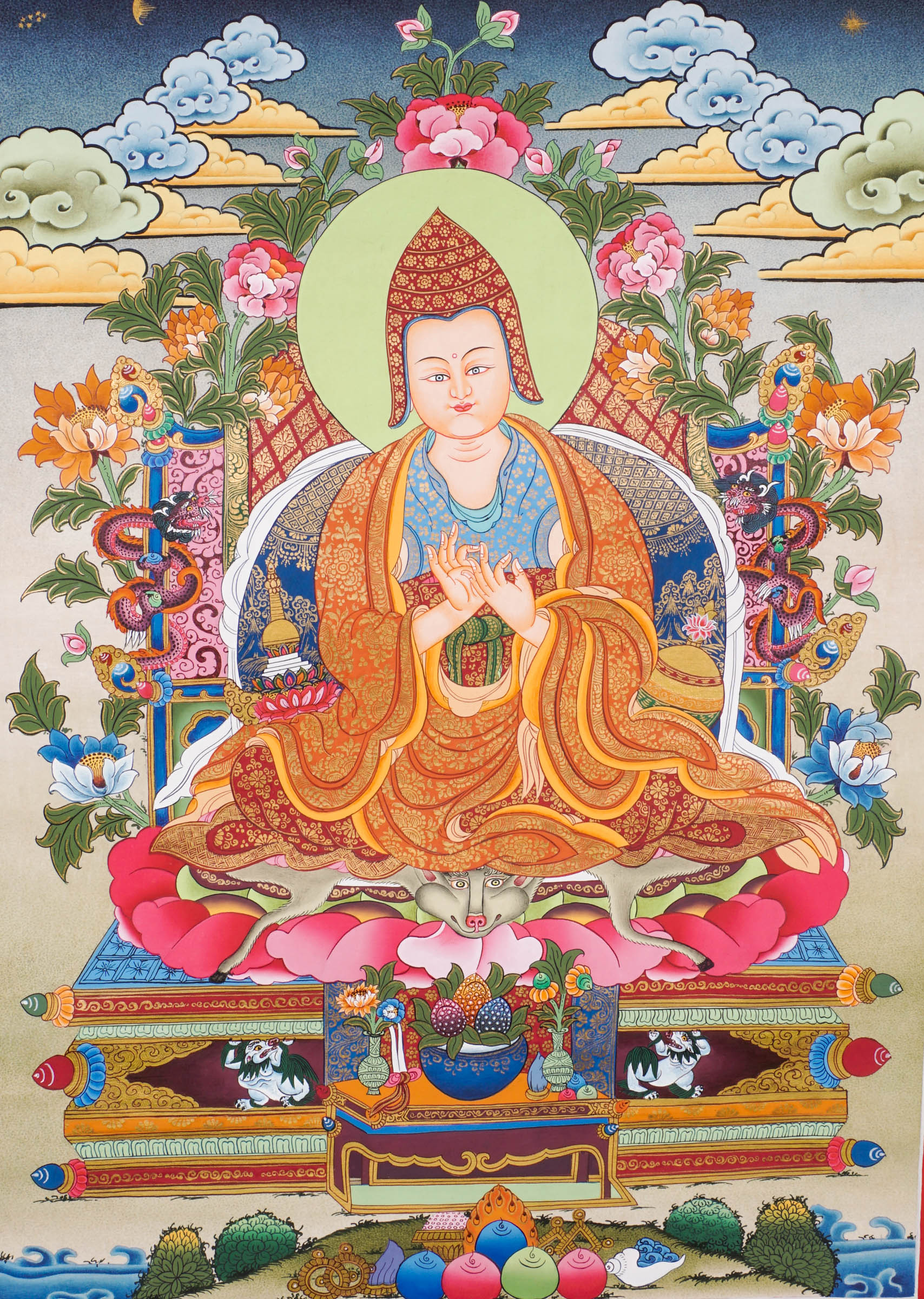 Tibetan Buddhist artwork depicting the esteemed master Atisha Dipankara Shrijnana.