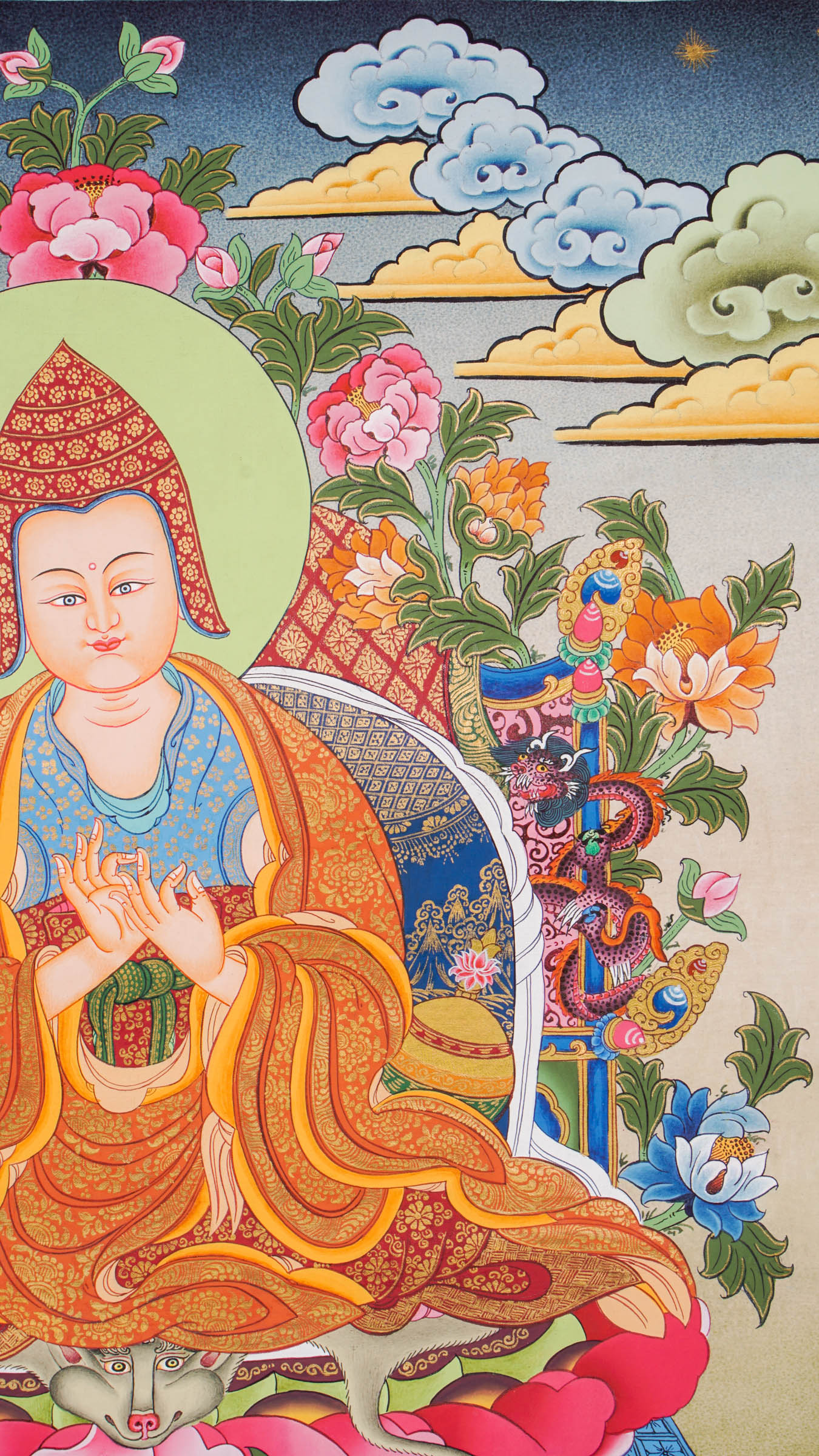 Tibetan Buddhist artwork depicting the esteemed master Atisha Dipankara Shrijnana.