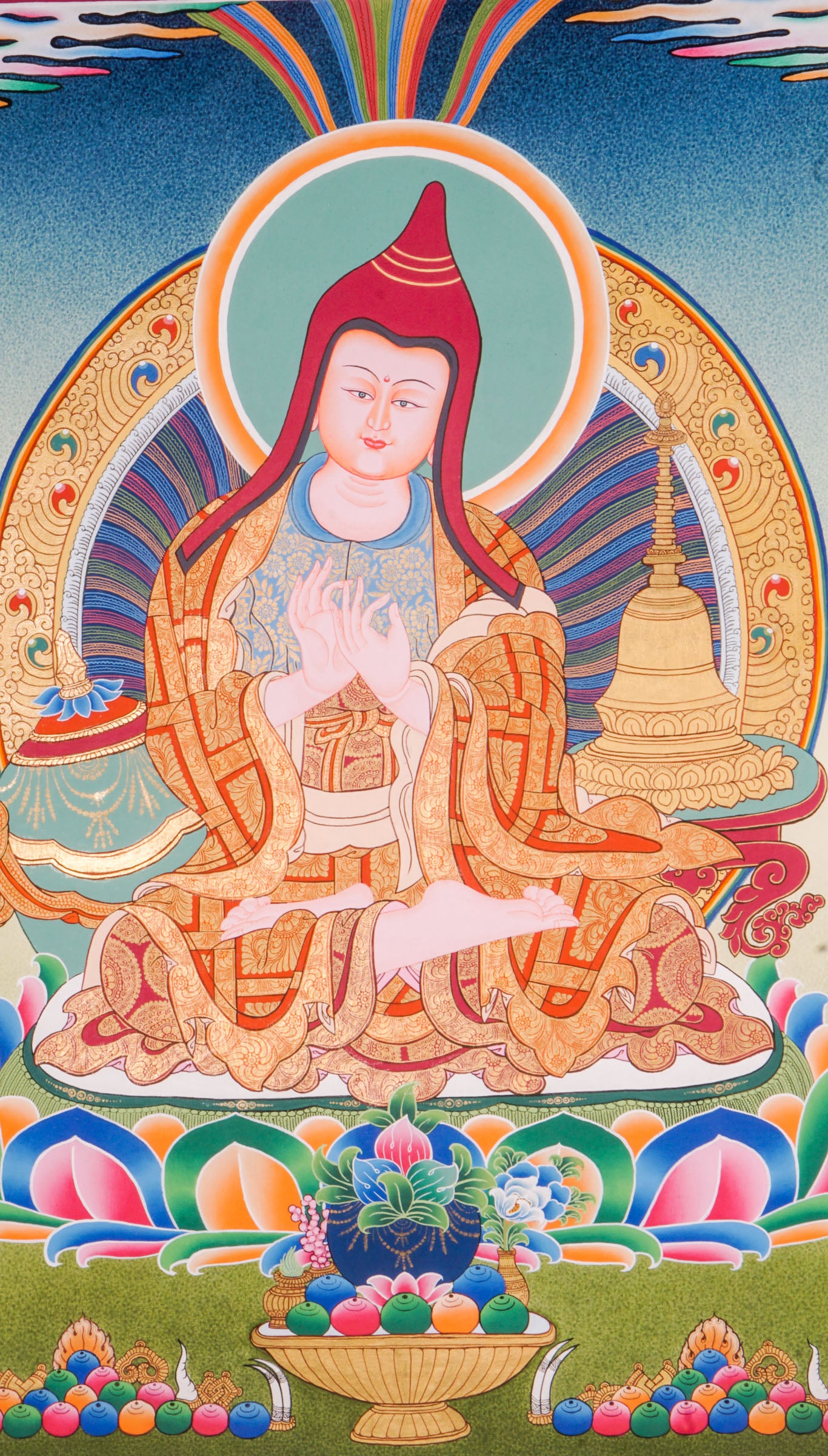 The Atisha Thangka - a finely hand-crafted art representing the great Buddhist master Atisha Dipamkara Shrijnana