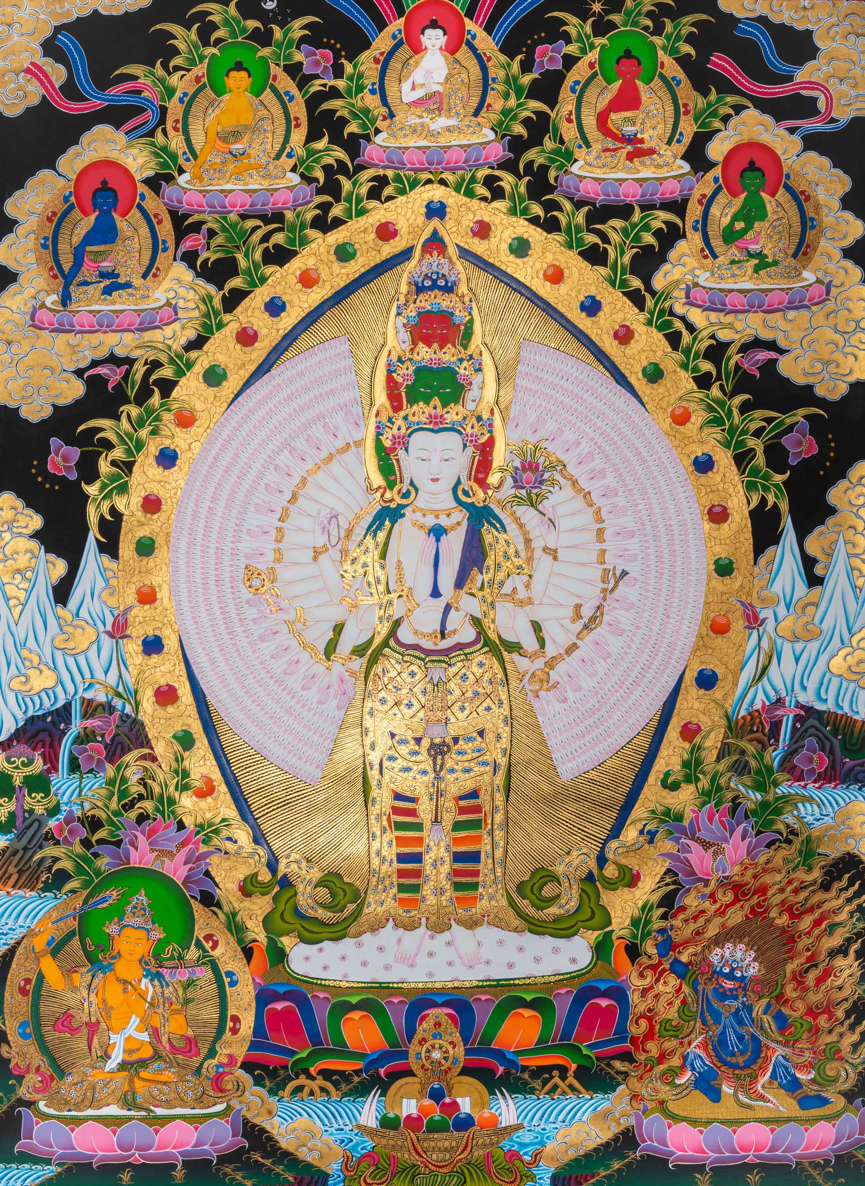 Avalokitesvara | Three Great Bodhisattva Thanka Painting