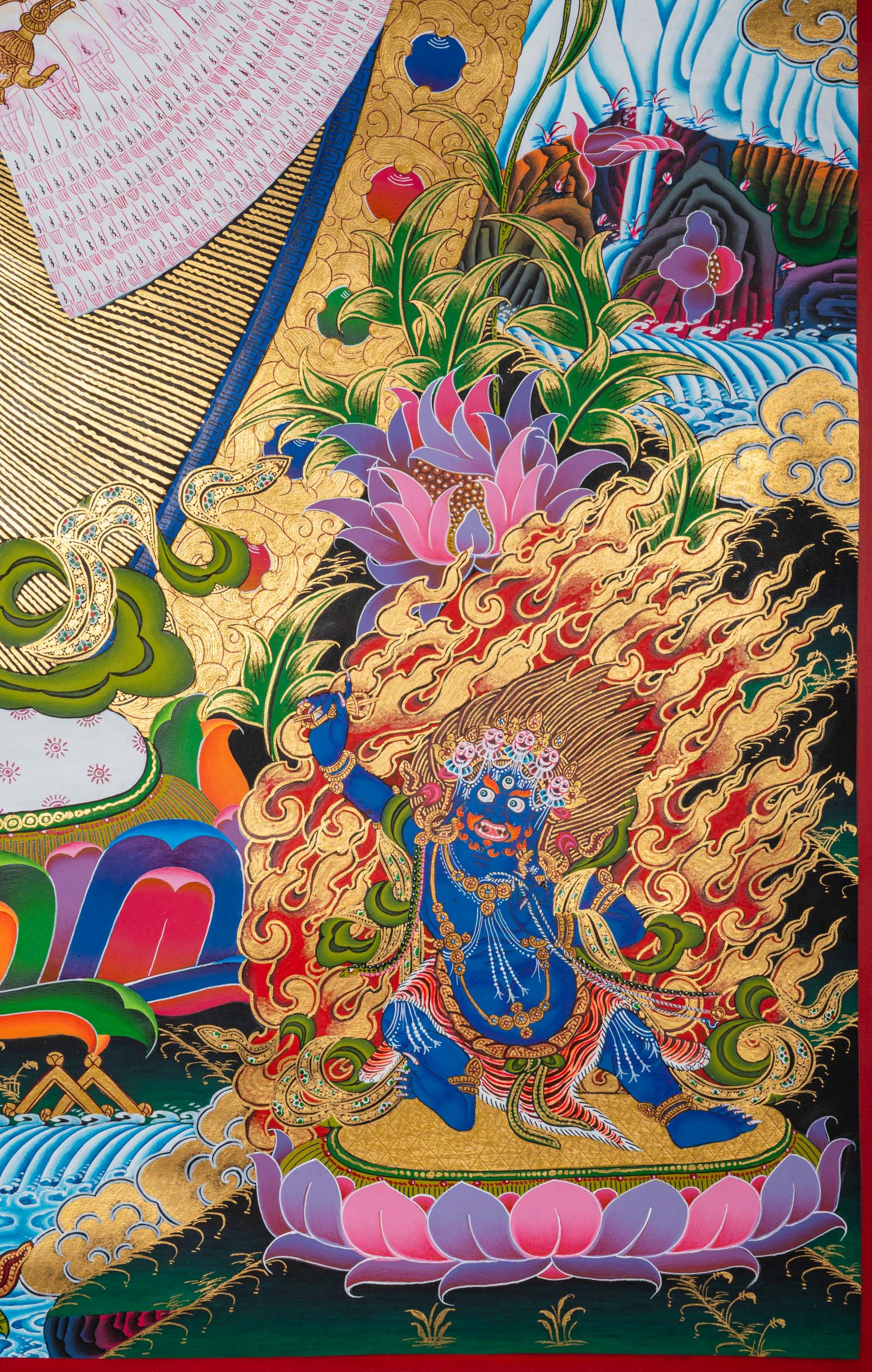 Open your heart to compassion with this exclusive Avalokiteshvara Thangka. Featuring the Bodhisattva with symbolic arms and sacred items, it brings compassion, peace and protection to your space. 