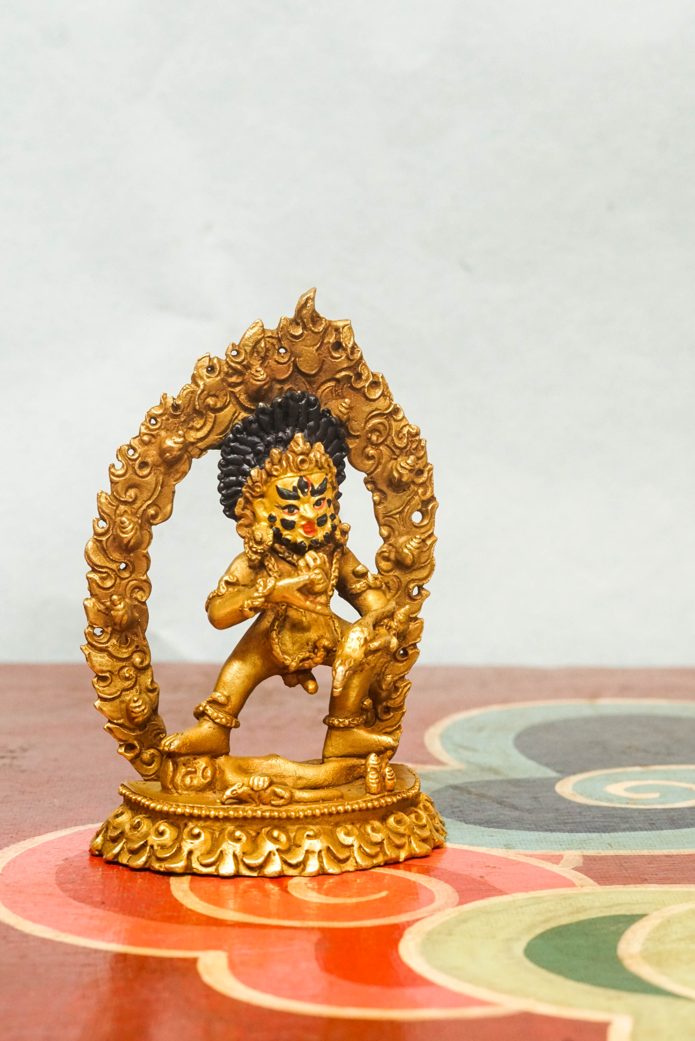 Small size Black Zambala statue for removal of financial blockages. Handcrafted on Copper Metal.