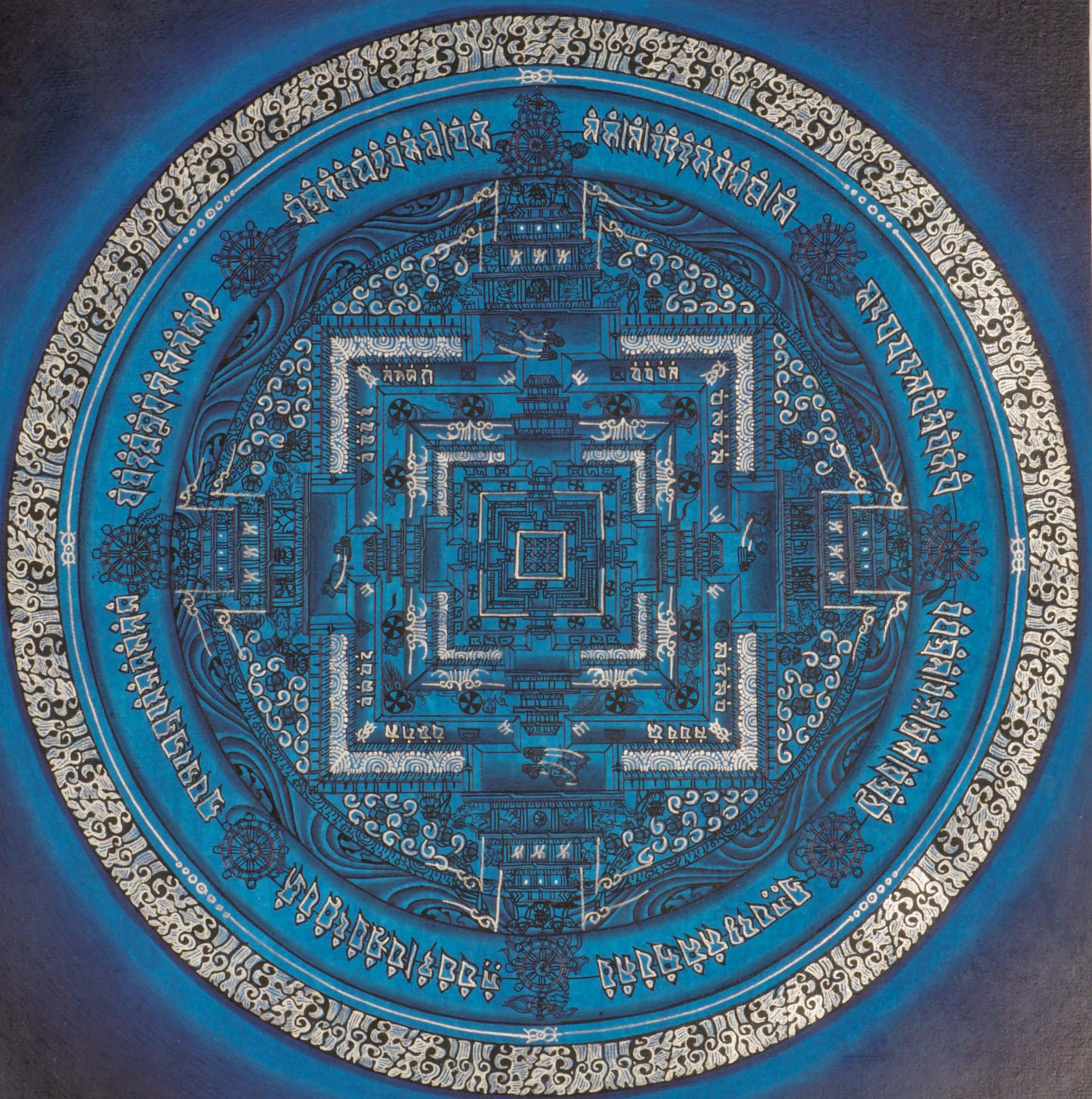 Kalachakra Mandala Thangka is a sacred Tibetan Buddhist painting symbolizing the Wheel of Time, crafted with natural pigments to represent the cycles of life, cosmic order, and the path to enlightenment. Rich in symbolism and detail, this Thangka is ideal for meditation, spiritual focus, and enhancing any sacred or contemplative space. 