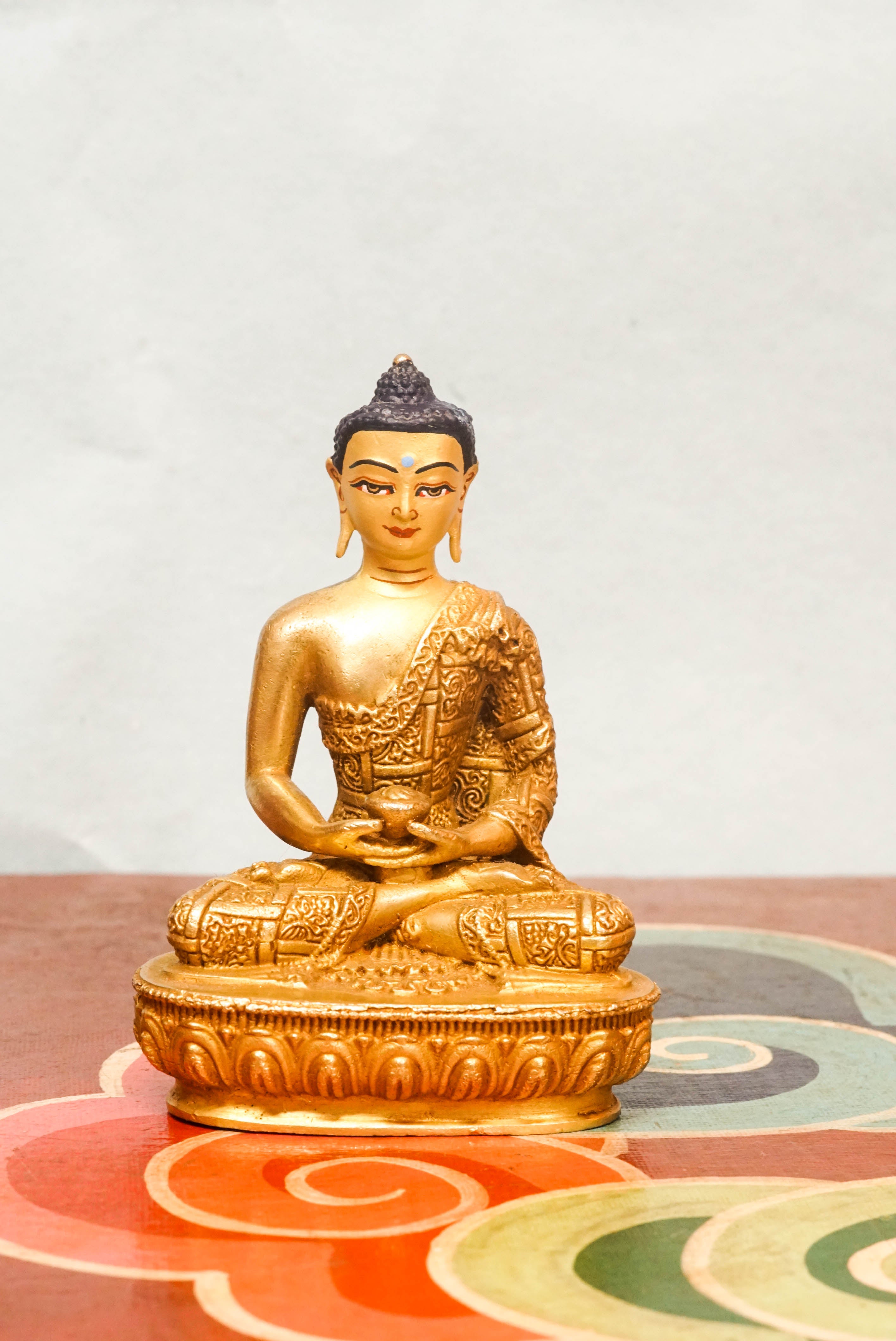 Amitabha Buddha seated in meditation, reflecting the Dharma and principles of compassion, wisdom, and awakening.