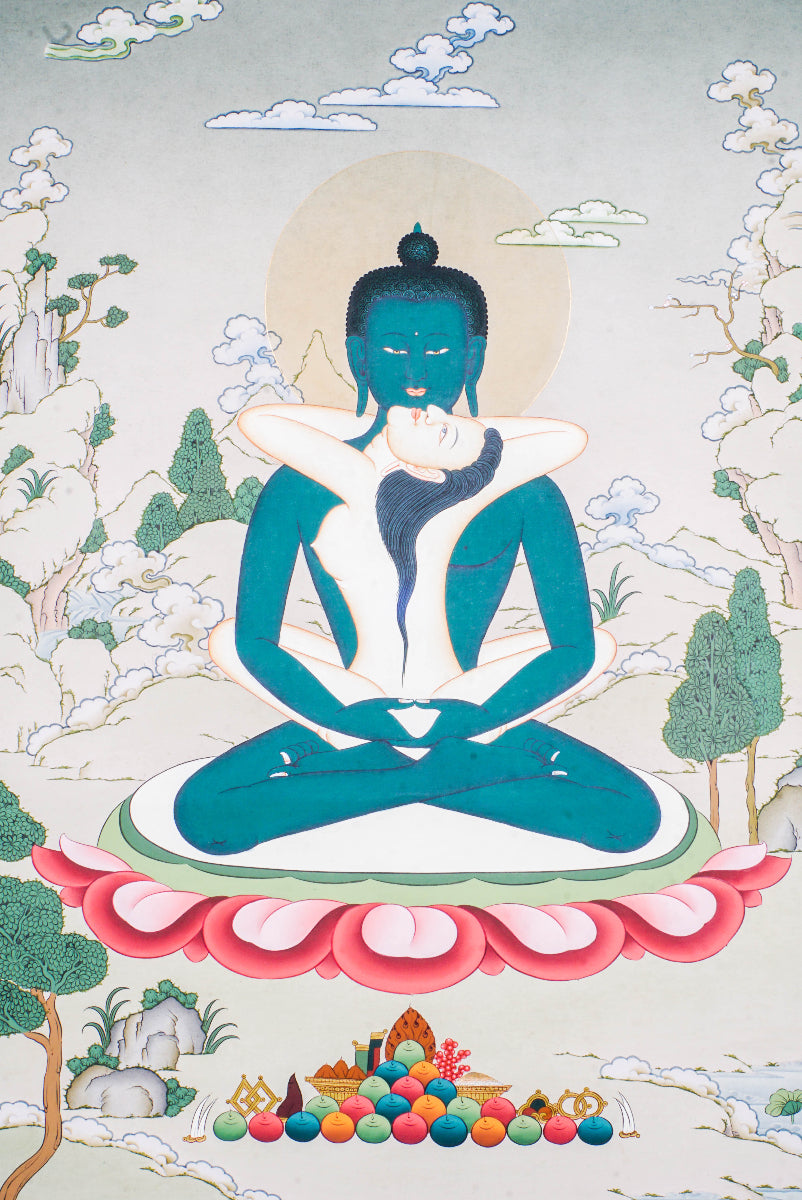 The Buddha Shakti Thangka Painting symbolizes the union of wisdom and energy in Tibetan Buddhism, blending feminine strength with enlightened compassion. Hand-painted by skilled Tibetan artisans using natural pigments, this vibrant Thangka inspires balance, spiritual growth, and harmony, making it a powerful addition to any meditation space or home.