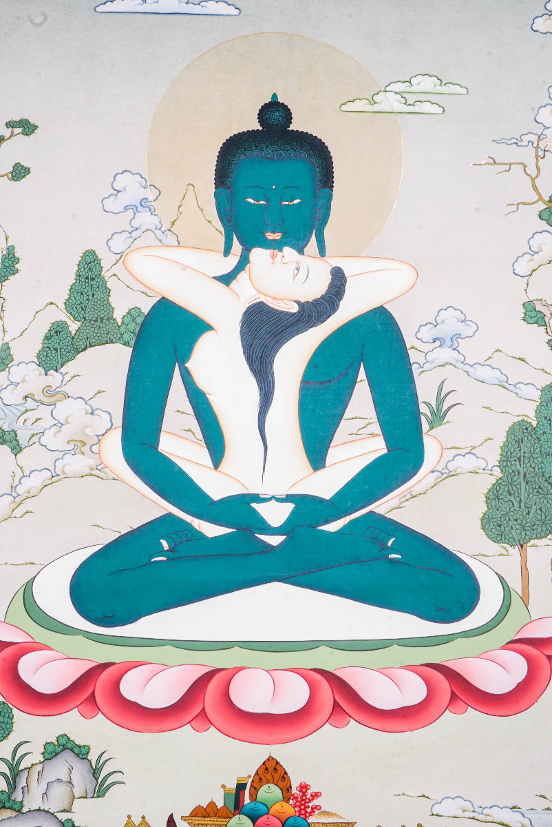 The Buddha Shakti Thangka Painting symbolizes the union of wisdom and energy in Tibetan Buddhism, blending feminine strength with enlightened compassion. Hand-painted by skilled Tibetan artisans using natural pigments, this vibrant Thangka inspires balance, spiritual growth, and harmony, making it a powerful addition to any meditation space or home.