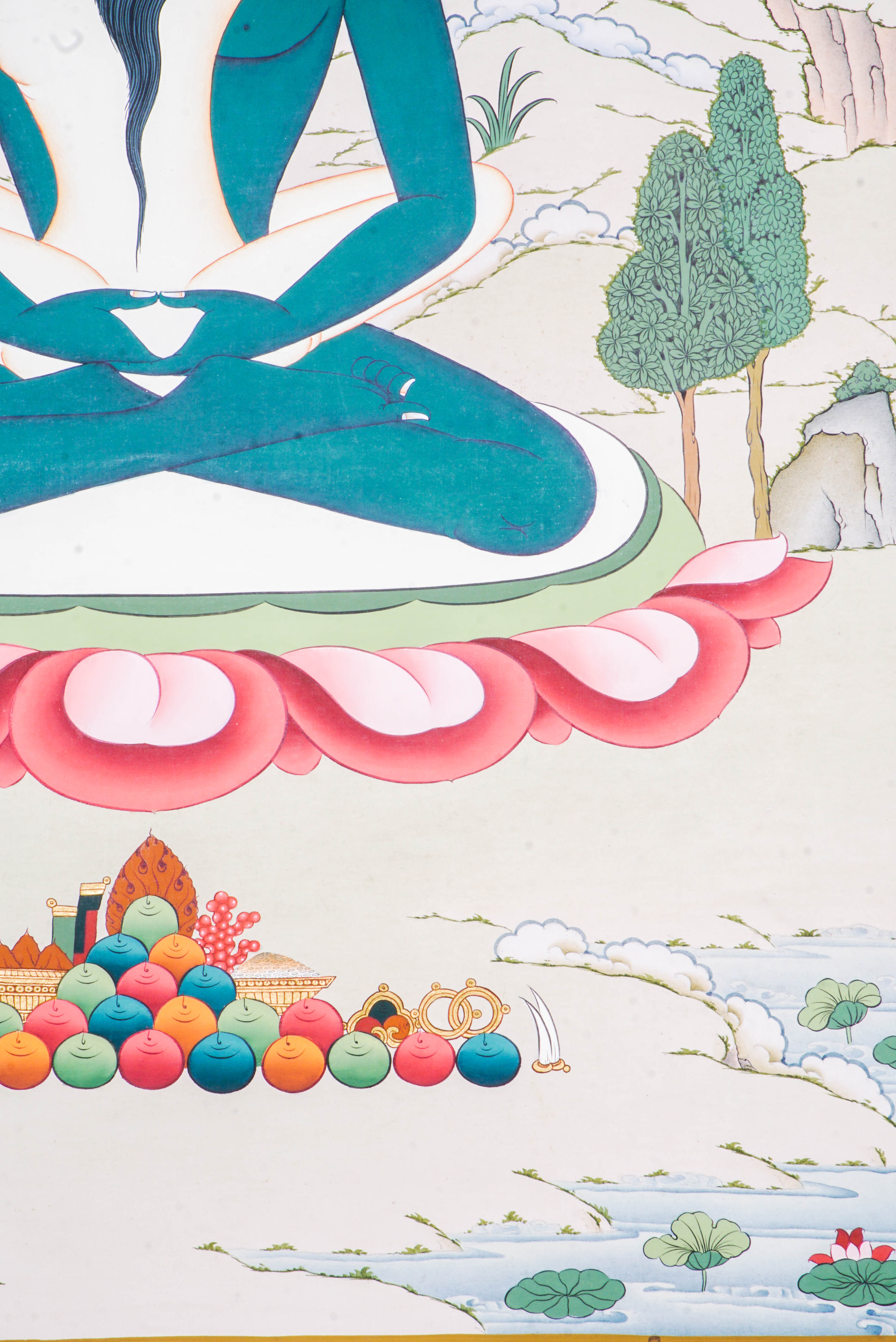 The Buddha Shakti Thangka Painting symbolizes the union of wisdom and energy in Tibetan Buddhism, blending feminine strength with enlightened compassion. Hand-painted by skilled Tibetan artisans using natural pigments, this vibrant Thangka inspires balance, spiritual growth, and harmony, making it a powerful addition to any meditation space or home.