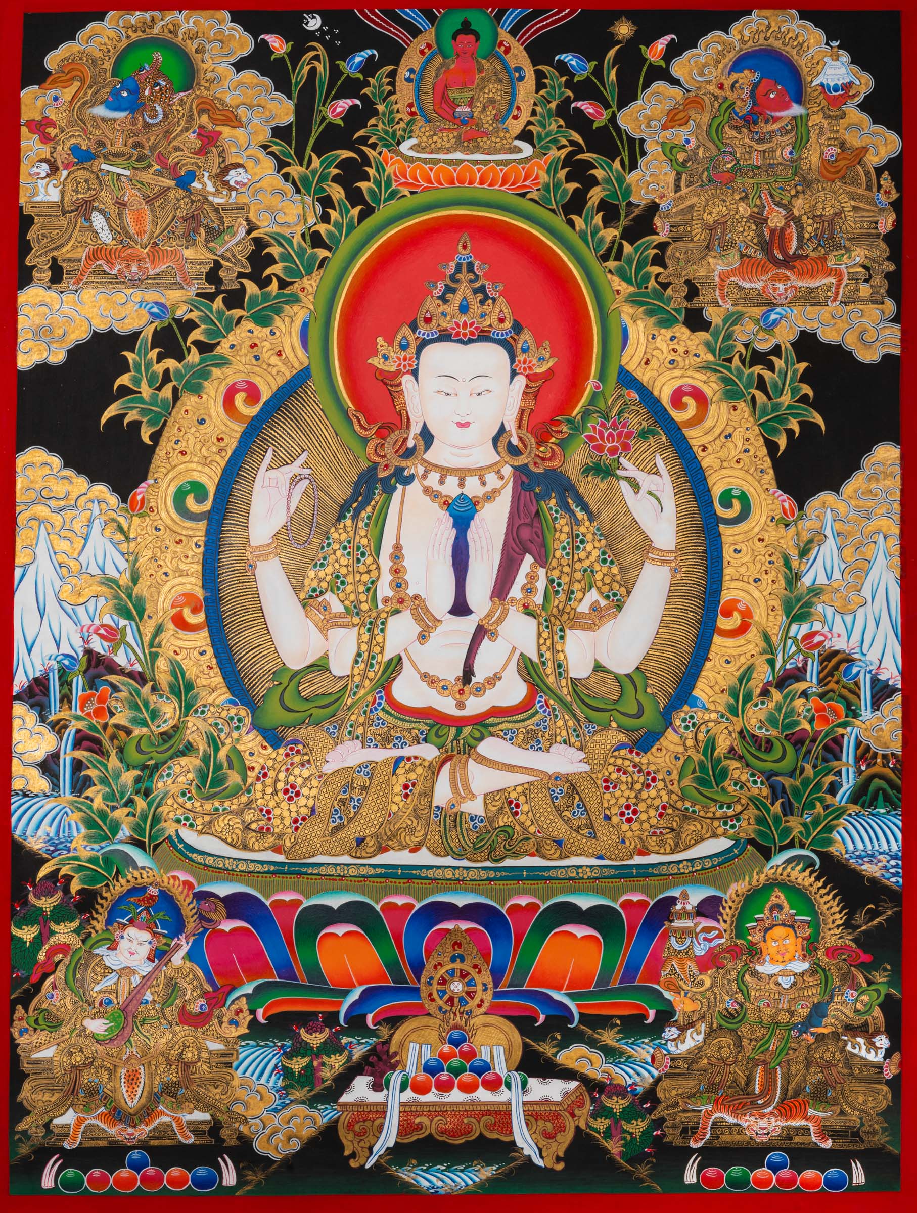 Chenrezig Thangka Painting – Embodiment of Compassion