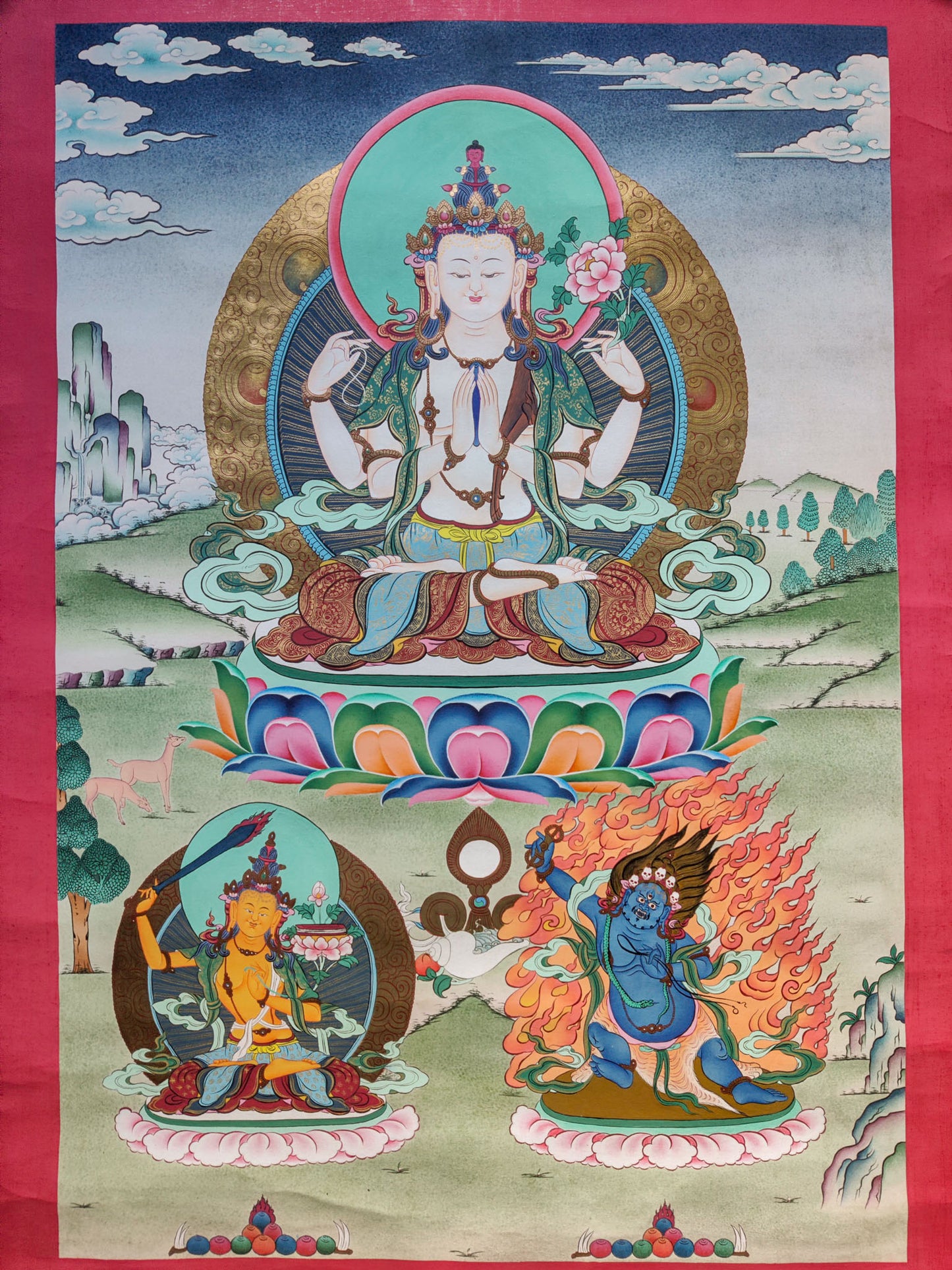 Chengresi's Thangka artwork, expertly created by regional artists on cotton canvas, is a revered representation of Tibetan art.