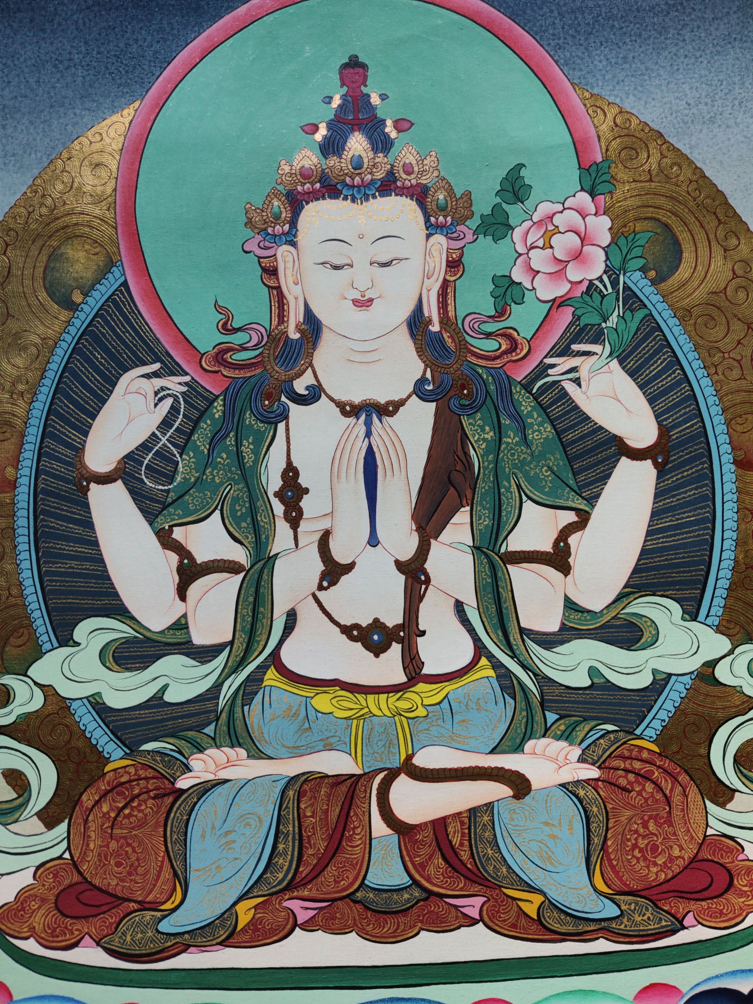 Chengresi's Thangka artwork, expertly created by regional artists on cotton canvas, is a revered representation of Tibetan art.