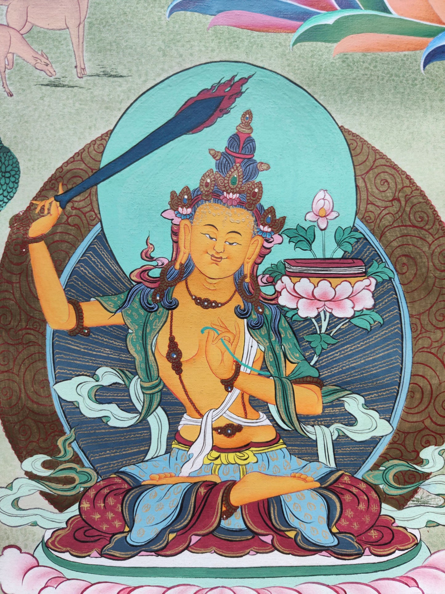 Chengresi's Thangka artwork, expertly created by regional artists on cotton canvas, is a revered representation of Tibetan art.