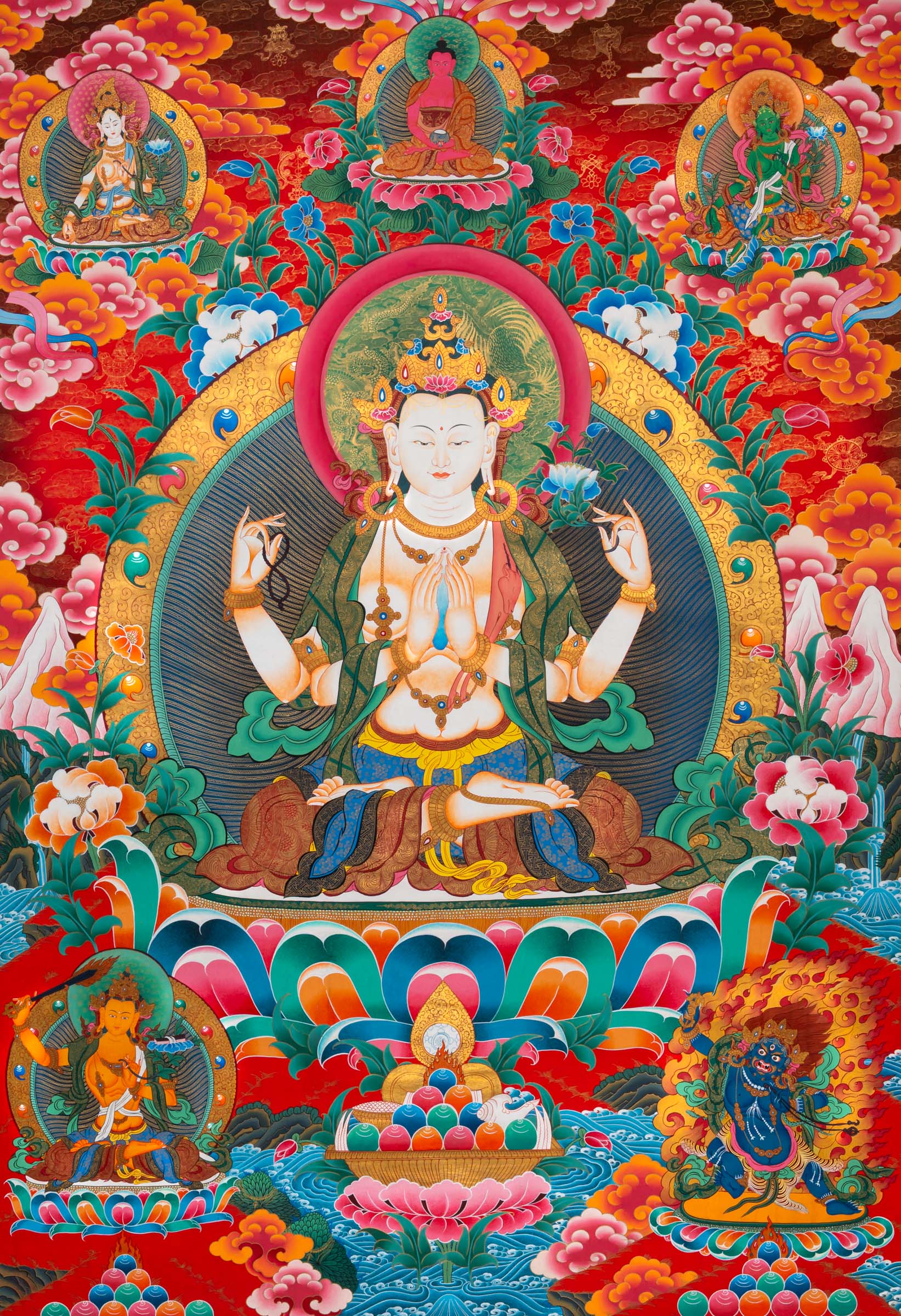 Chenrezig Thangka - a traditional hand-painted artwork 