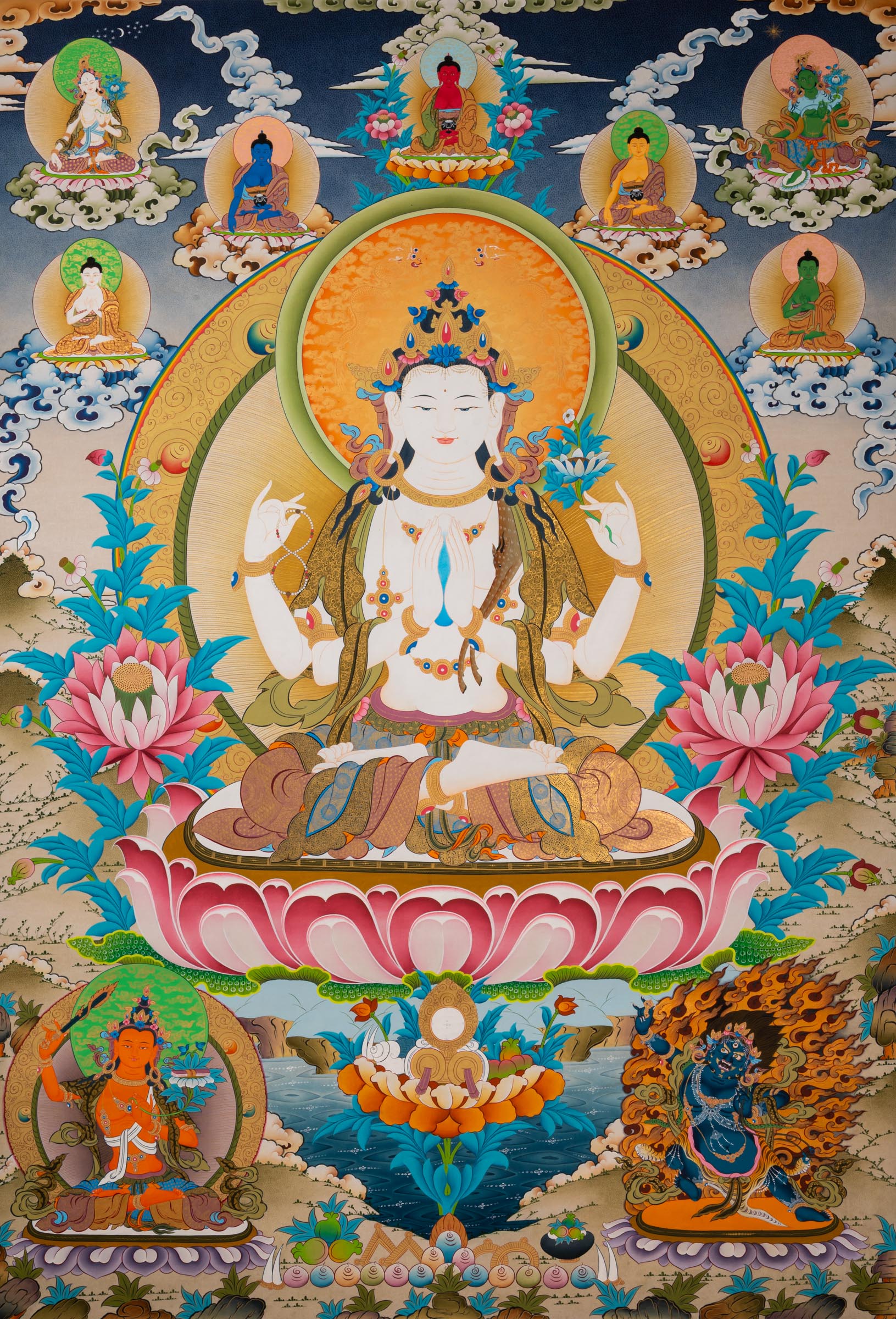 The Chenrezig Thangka - a stunning hand-painted Buddhist artwork 