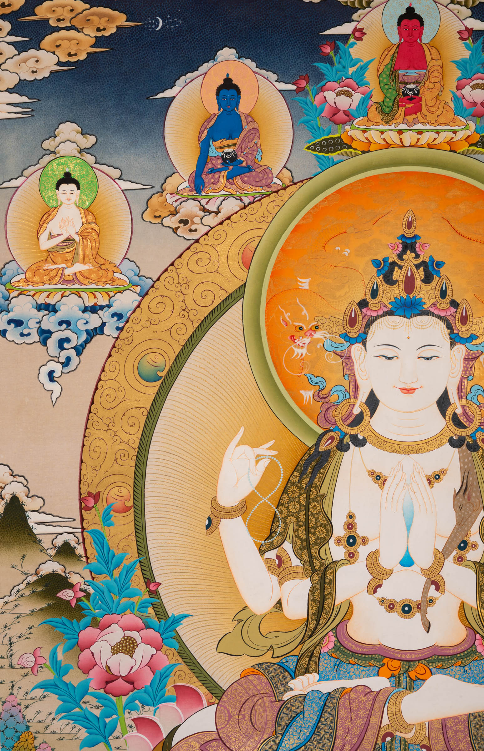  Chenrezig Thangka - a beautifully hand-painted artwork 