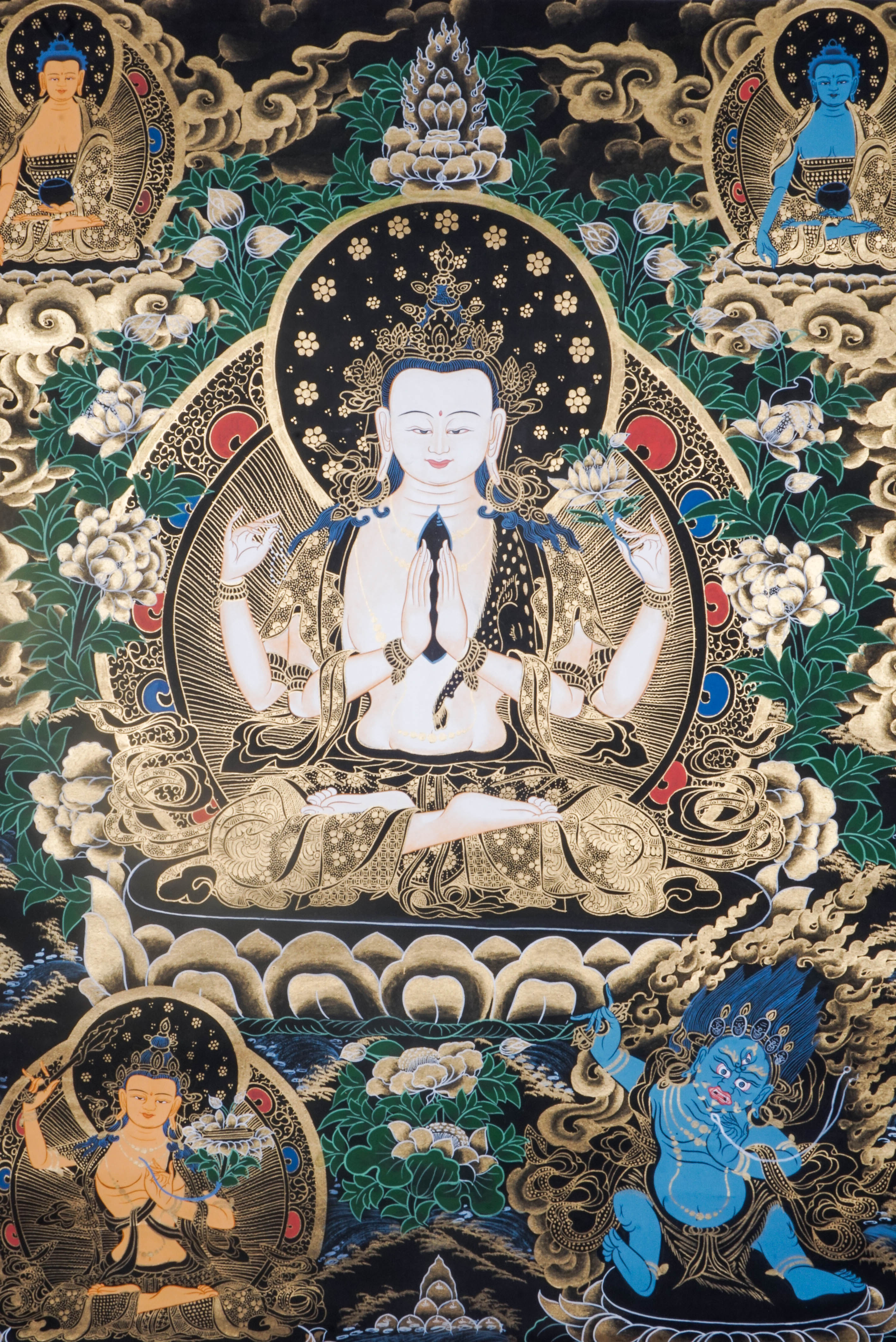 This genuine Chenrezig Thangka embodies the essence of compassion, hand-painted with natural mineral pigments by skilled artisans. A sacred symbol of serenity and Tibetan heritage, it's perfect for meditation, home decor, or meaningful gifting.