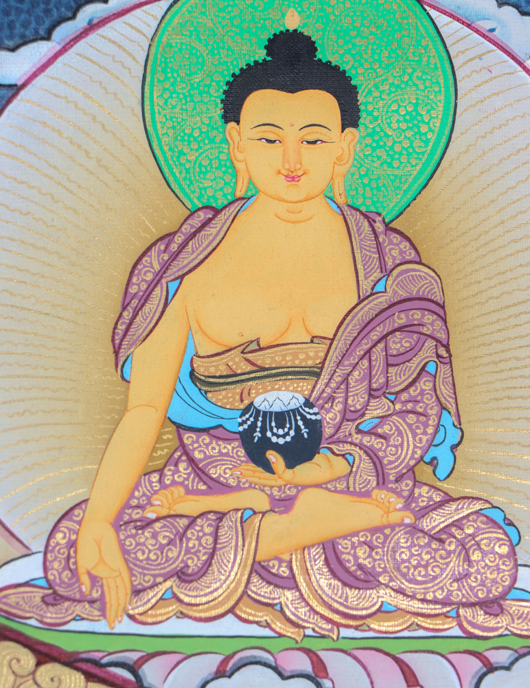 Chengresi, or Avalokiteshvara, symbolizes boundless compassion in Tibetan Buddhism. This handcrafted Thangka radiates his peaceful energy, making it perfect for meditation, devotion, or sacred décor.