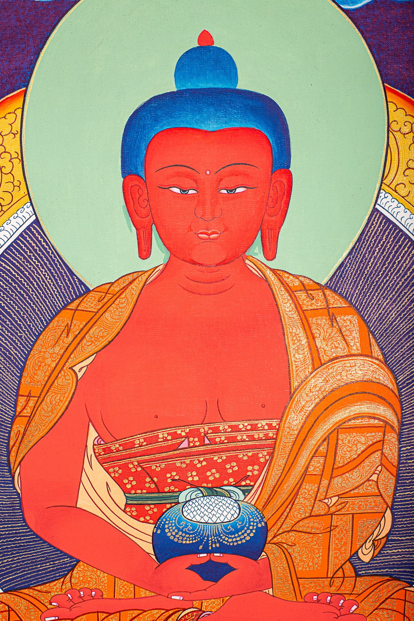 Tibetan Thangka painting of Amitabha Buddha - Natural handmade artwork fro spiritual decor.