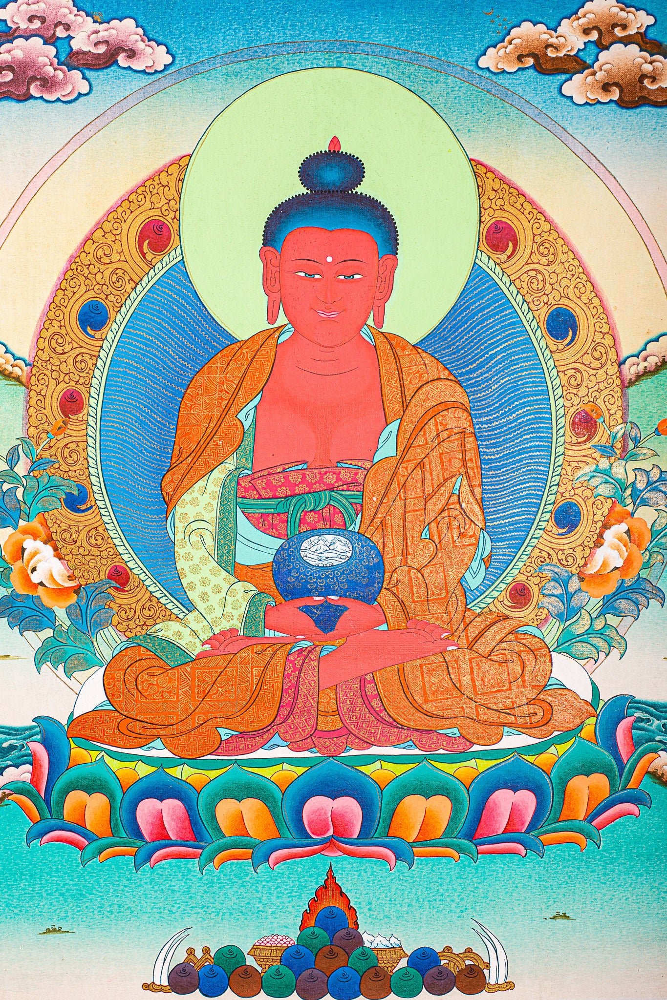 Explore Amitabha Buddha Thangka Painting for longevity and spiritual practices from Premium Thangka Store.