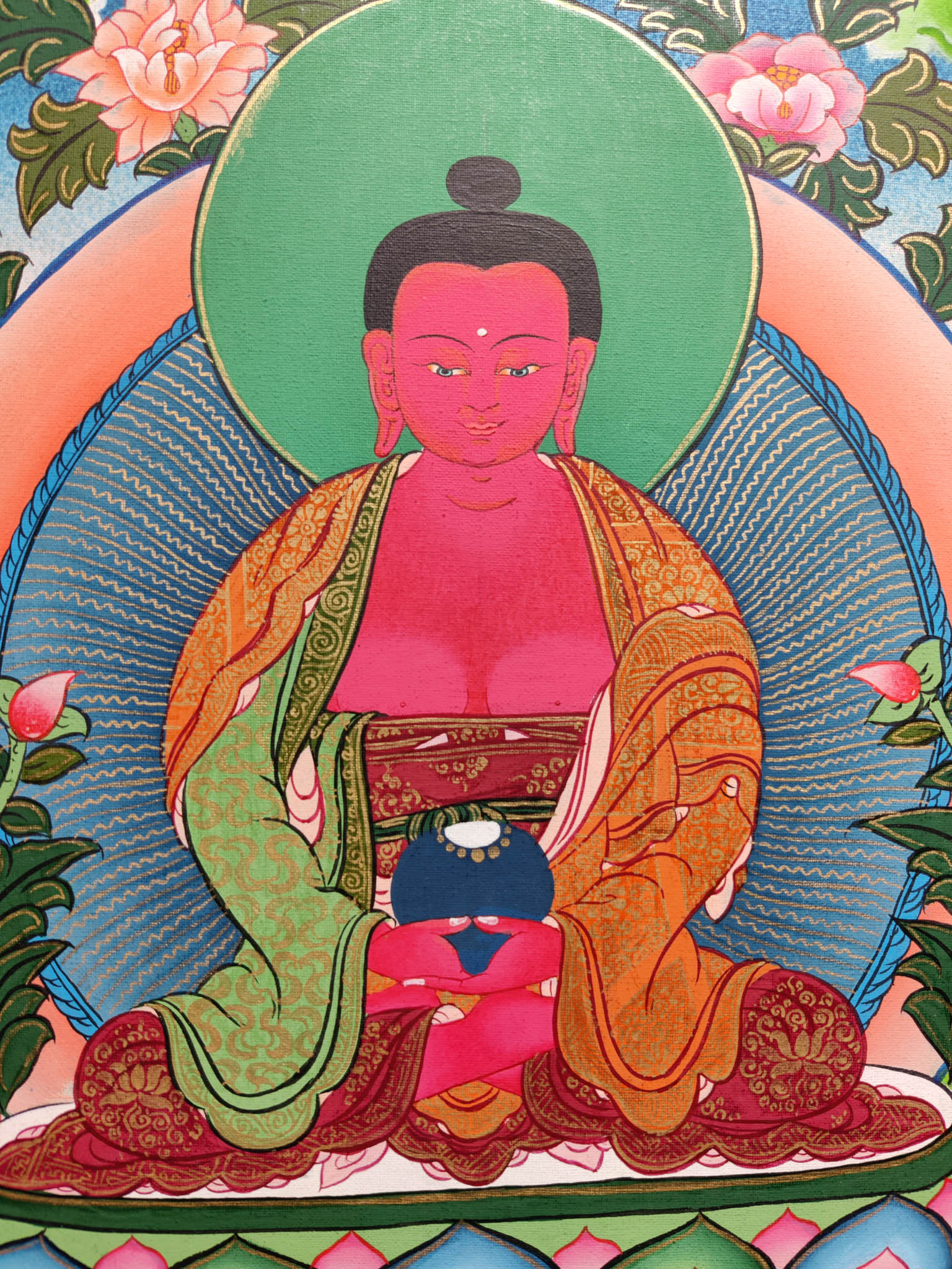 Amitabha Buddha Thangka Painting for Spiritual and religious Decor