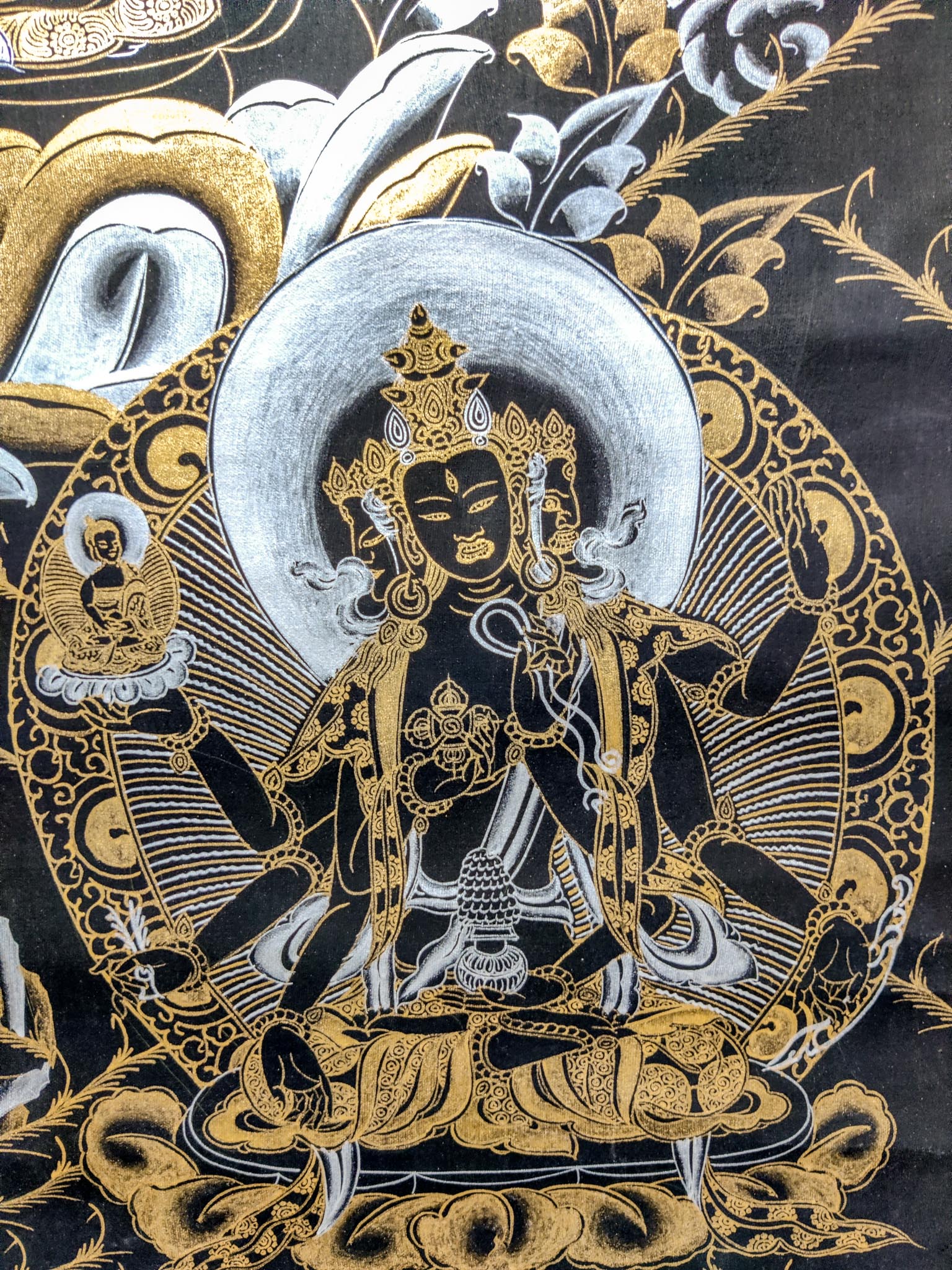 White Tara Thangka Painting for spiritual Decor .