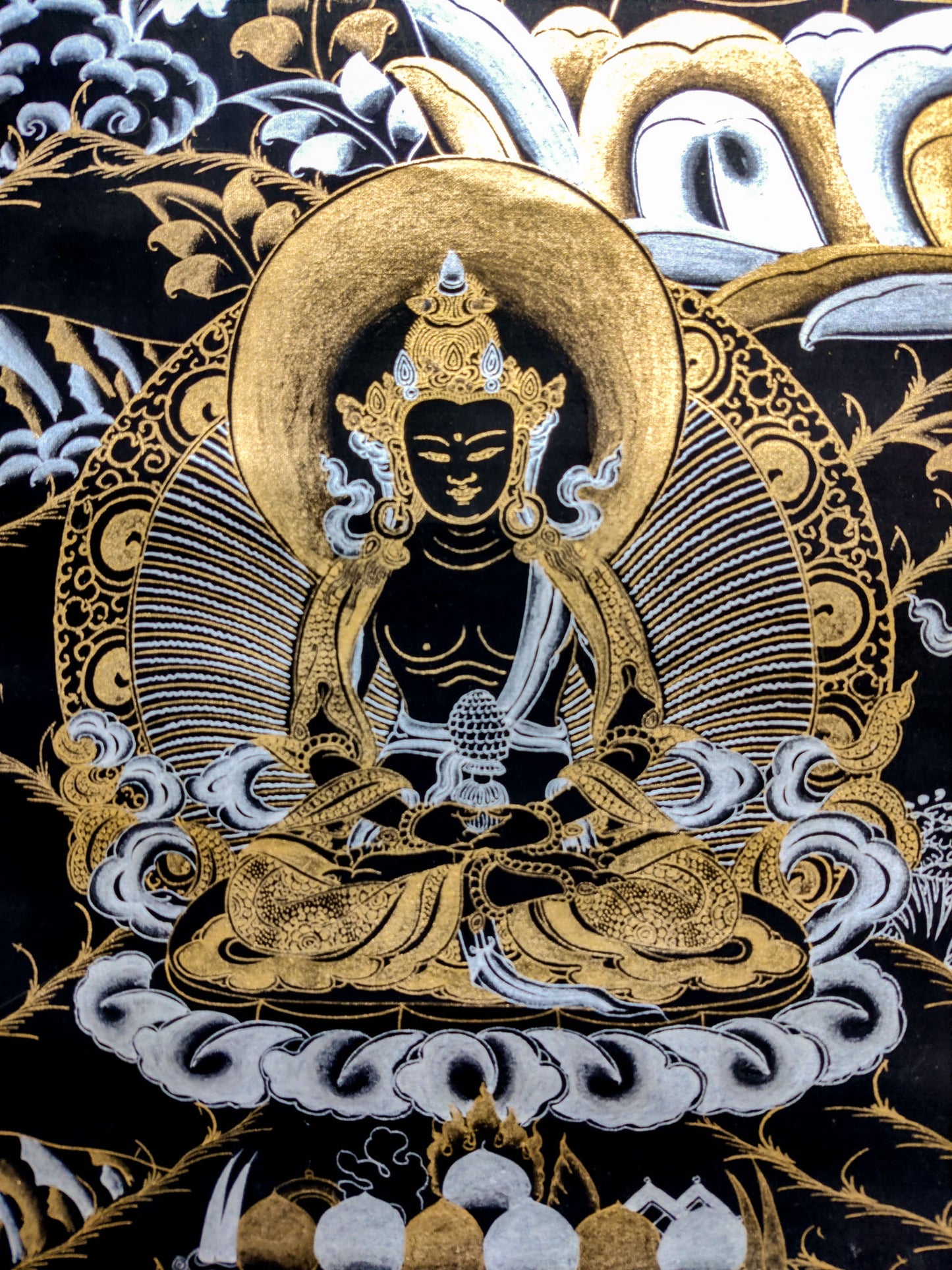 White Tara Thangka Painting for spiritual Decor .